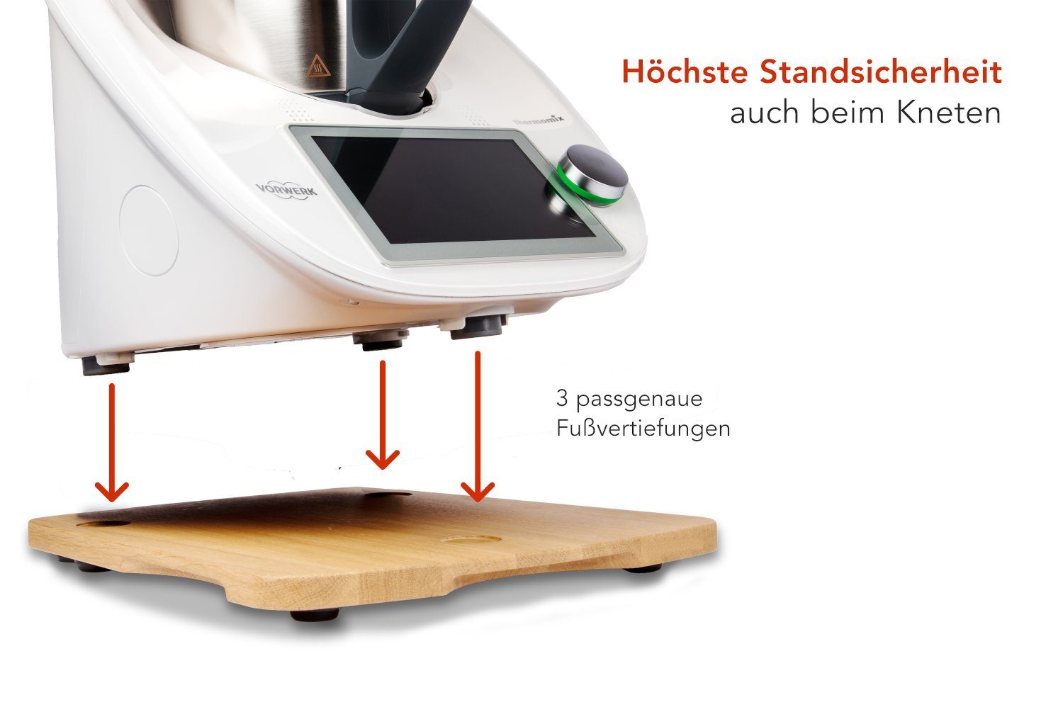 eVendix Servierbrett Gleitbrett passend für Thermomix TM6 & TM5, (1-St), Höchste Standfestigkeit - auch beim Kneten!