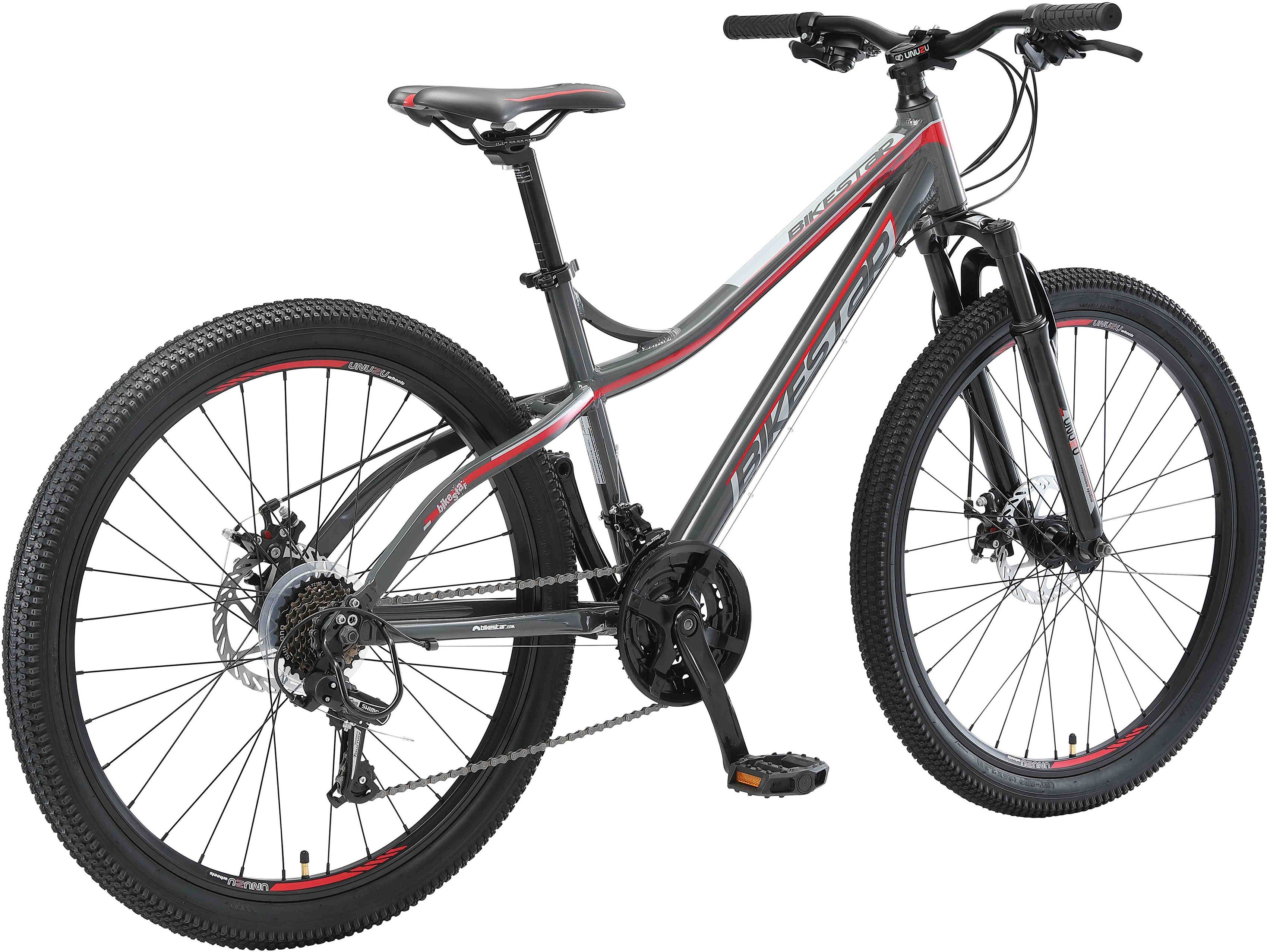 Bikestar Mountainbike, 21 Gang Shimano RD-TY300 Schaltwerk, Kettenschaltung, für Damen und Herren, Kettenschaltung