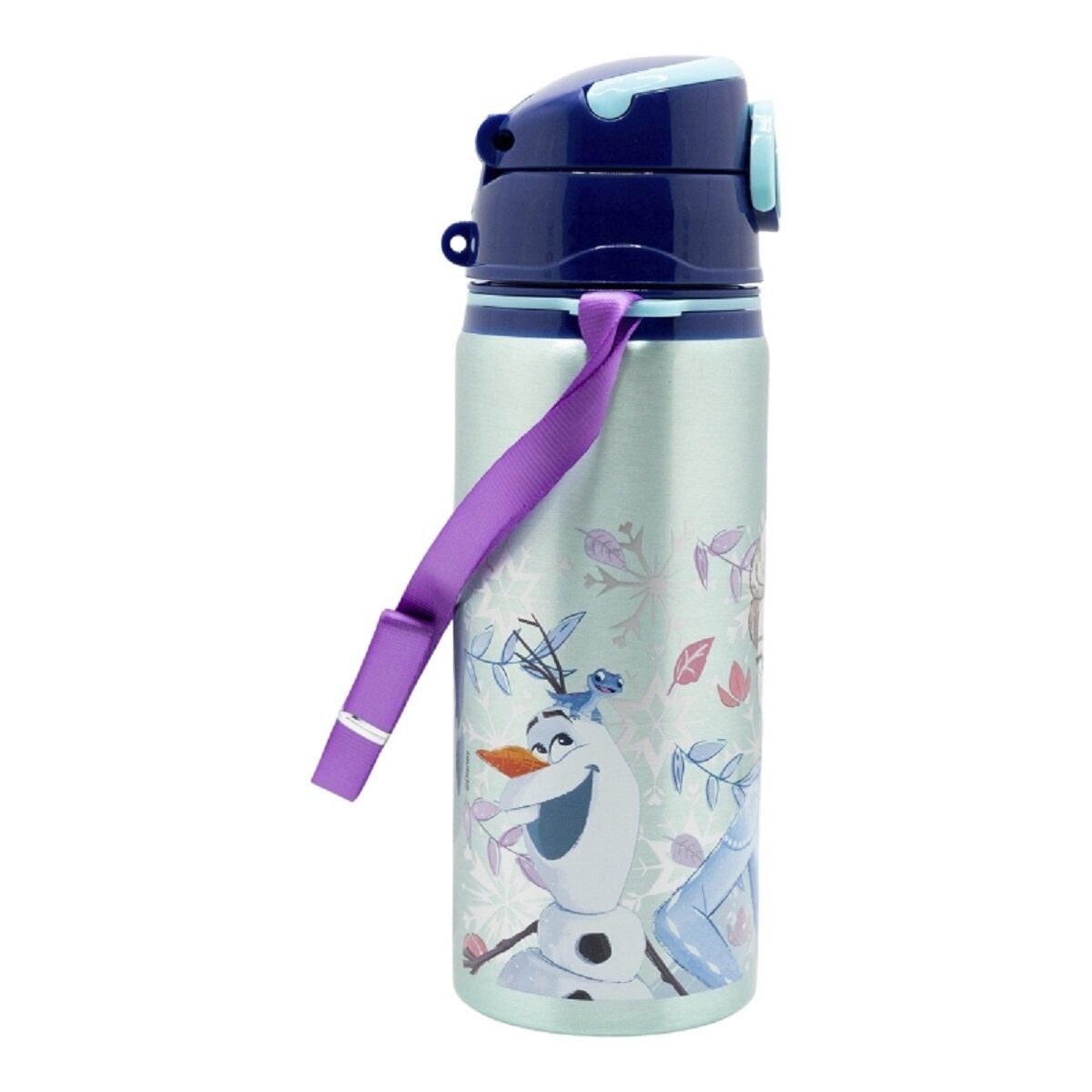 Disney Trinkflasche Disney Frozen Aluminium Trinkflasche 730ml mit Strohhalm & Tragegurt