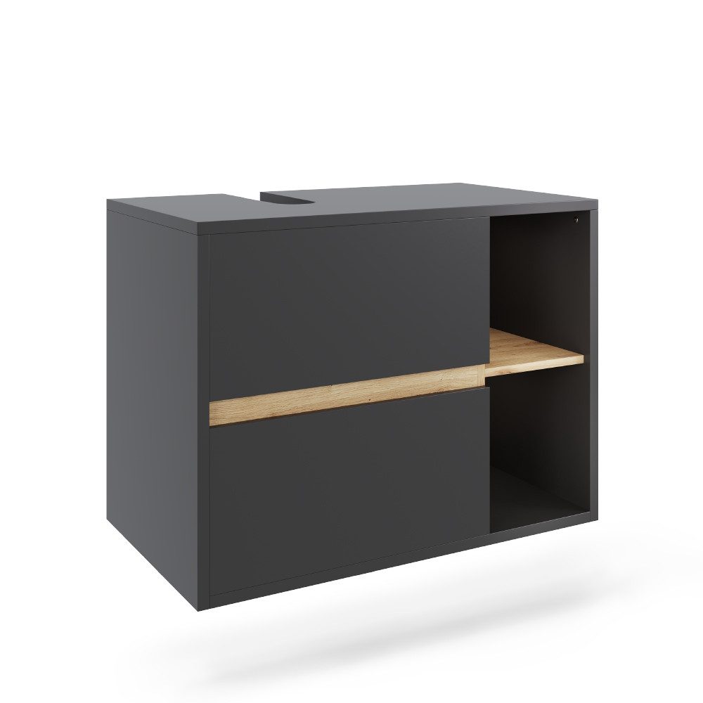 Vicco Waschbeckenunterschrank Viola, Grau/Artisan, 80 x 60 cm mit 2 Schubla günstig online kaufen