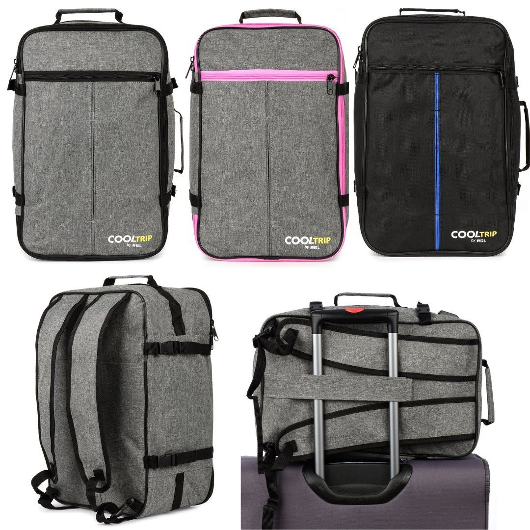 Grau/Rosa geräumig, Handgepäck cm, aus Volumen RYANAIR nm_trade 40x20x25 Cordura 20L, Reisetasche Reiserucksack wasserdicht, Reiserucksack leicht,