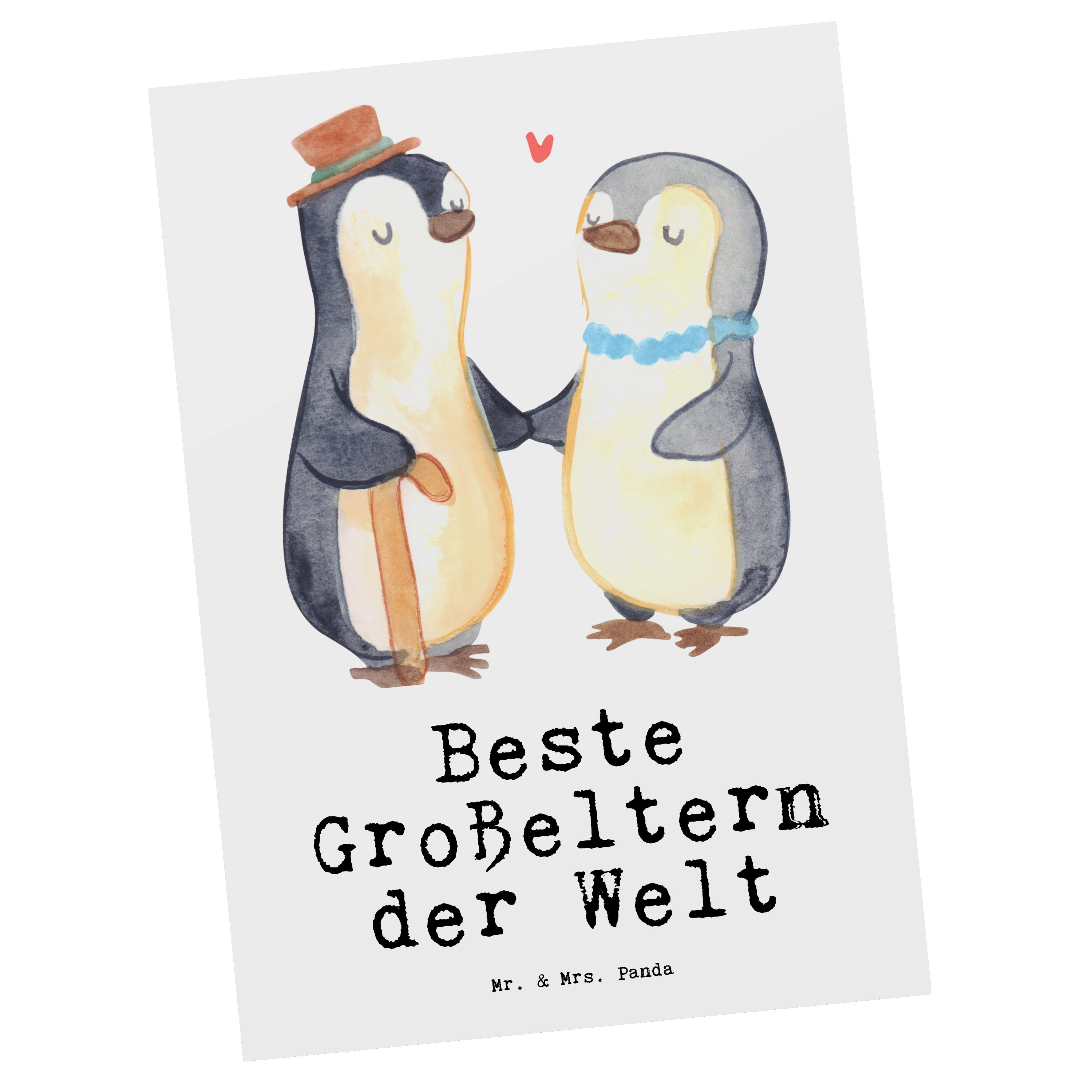 Mr. & Mrs. Panda Postkarte Pinguin Beste Großeltern der Welt - Weiß - Geschenk, Grußkarte, Oma