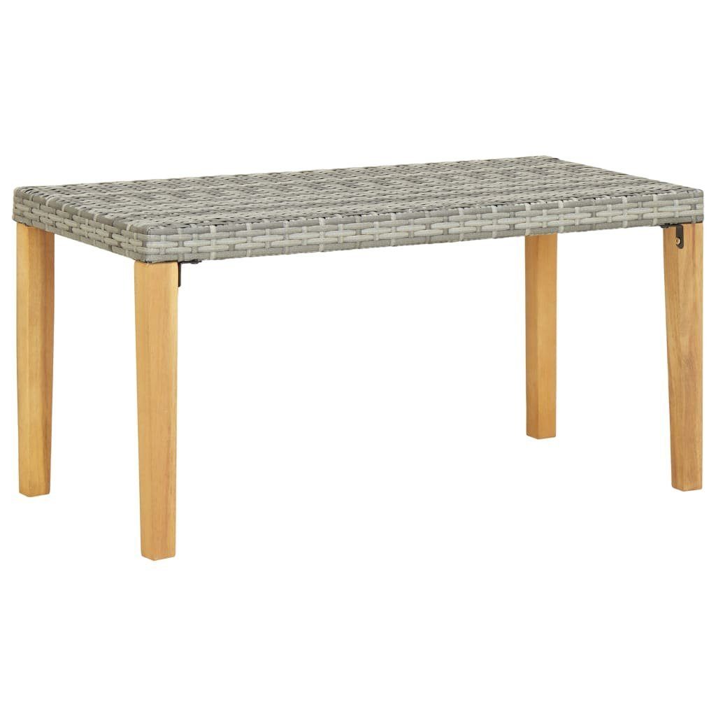furnicato Gartenbank aus PE Rattan mit Echtholz-Beinen 120x40x40 cm Grau, Wasserfeste Sitzbank mit strapazierfähiger Oberfläche für den Pool