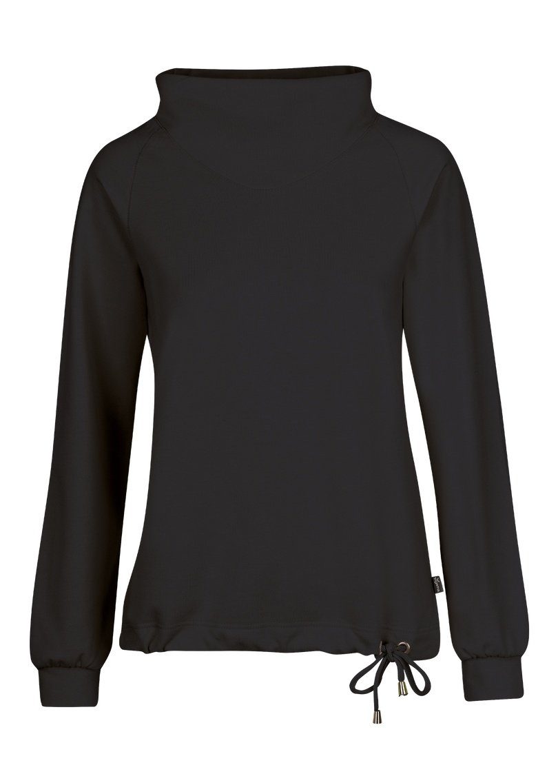 Trigema Sweatshirt TRIGEMA Sweatshirt schwarz Kragen mit modischem