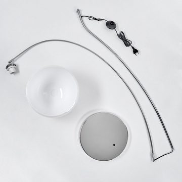 hofstein Stehlampe »Asolo« moderne Bogenleuchte aus Metall/Kunststoff in Chromfarben/Weiß, ohne Leuchtmittel, moderne Stehlampe mit Fußschalter am Kabel, 1xE27 max. 70 Watt