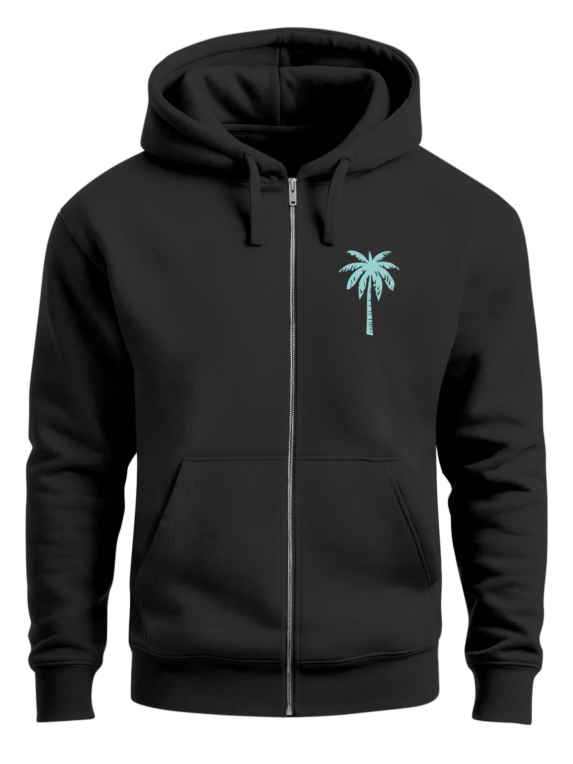 Neverless Sweatjacke Herren Sweatjacke mit Kapuze Palmenlogo Travel Zipjack günstig online kaufen