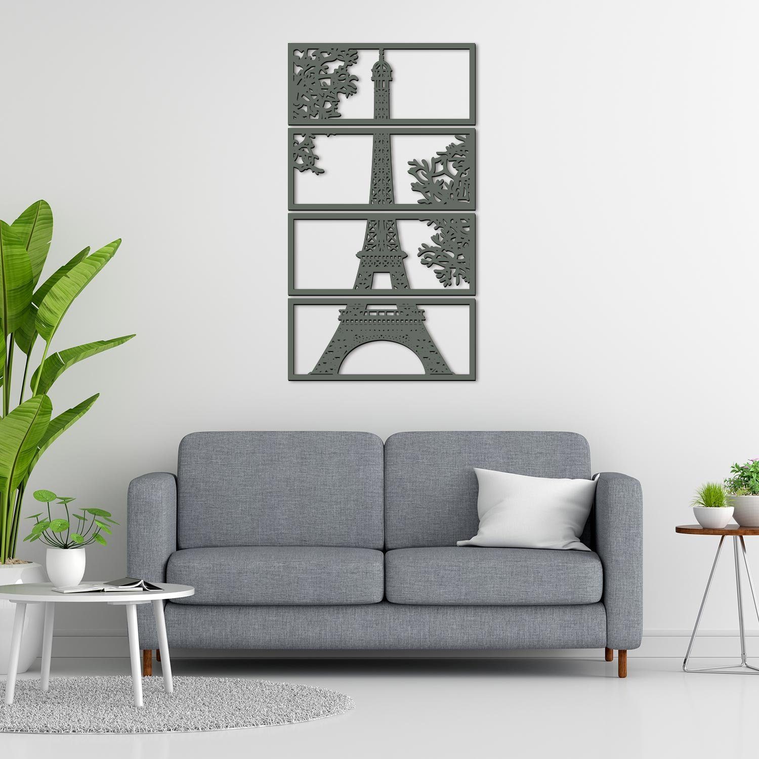 Namofactur Wanddekoobjekt XXL Eiffelturm Holz Wanddeko Wandbild Grün
