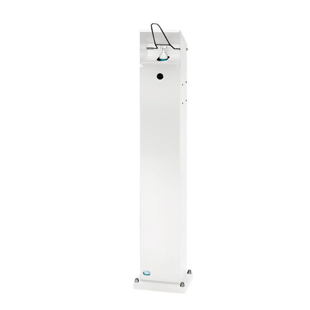 PROREGAL® Desinfektionsmittelspender Handdesinfektionsspender Hubmechanismus Bodenmontage 115x18x13cm Weiß