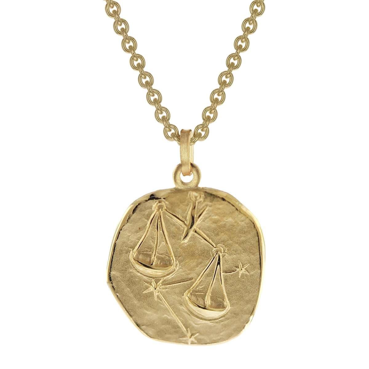 trendor Kette mit Anhänger 39070-10, Waage Sternzeichen Ø 20 mm Herren Gold auf Silber