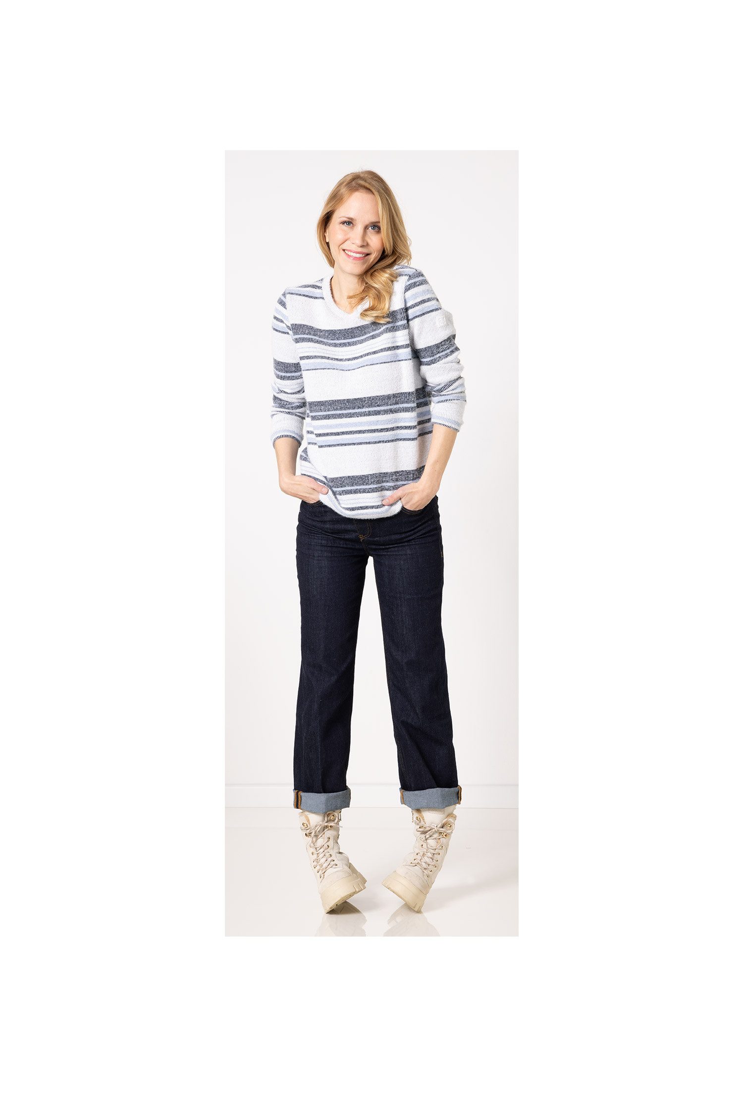 SER Sweatshirt Sweatshirt Ringel mit Federhaar W8250611