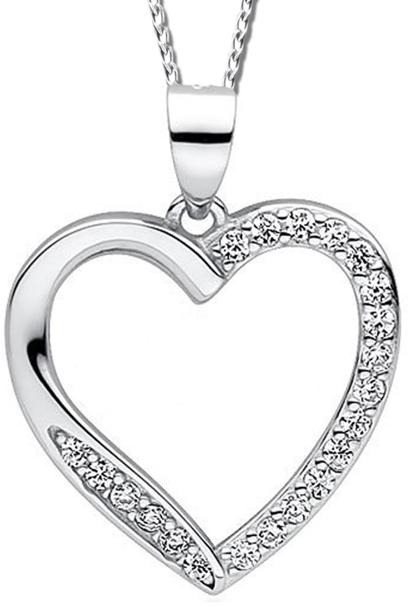 Herzkette 925 Sterling Silber Kette mit Herz Anhänger gold rotgold rosegold