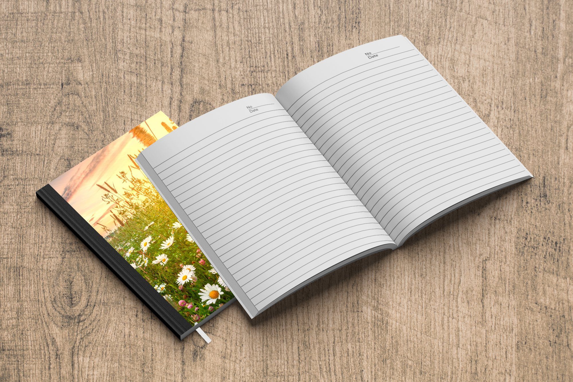 Journal, Tagebuch, 98 - - - Notizheft, Notizbuch Sonne - Blumen Horizont, Merkzettel, MuchoWow Gänseblümchen Natur Haushaltsbuch A5, Seiten,