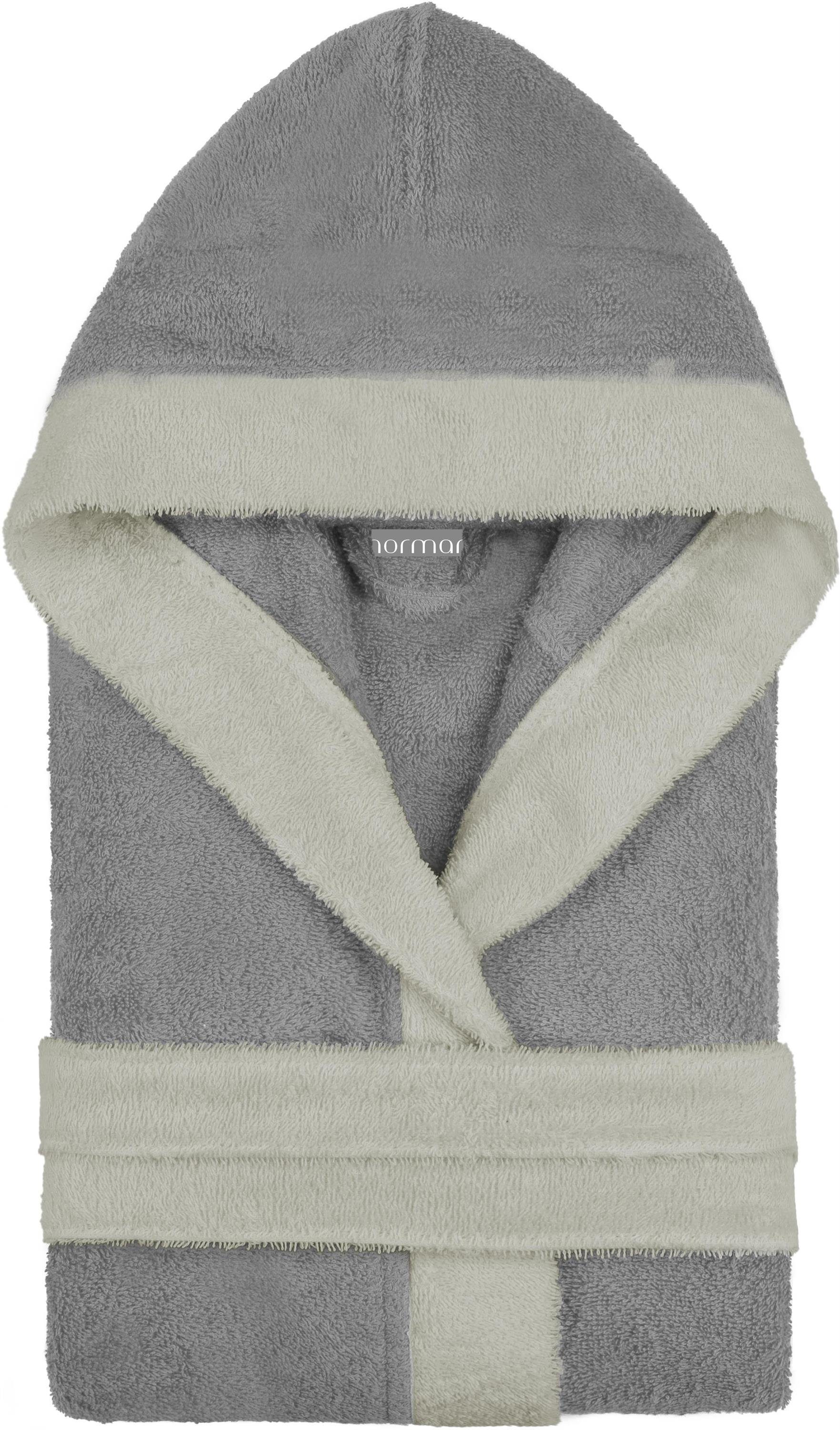 normani Kinderbademantel Frottee Kinderbademantel aus Bio-Baumwolle, Bio-Baumwolle, Kapuze, Bindegürtel, Kapuzenbademantel für Kids – Bild 4 von 5