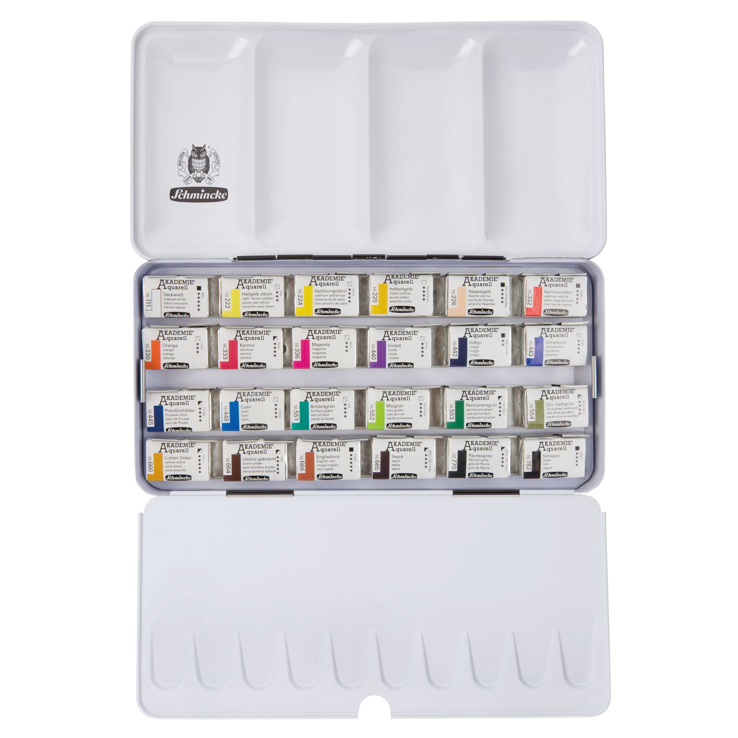 Schmincke Aquarellfarbe Aquarell AKADEMIE Metallkasten 24 x 1/1 Näpfchen 75 425 097