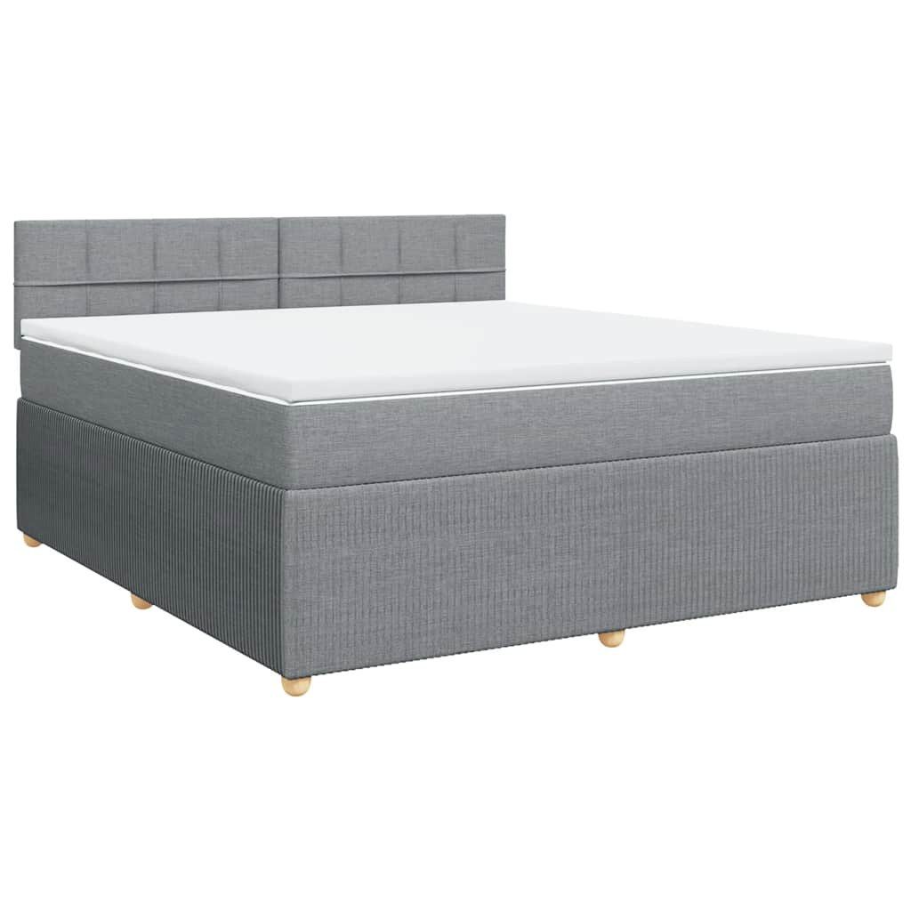 Bett Boxspringbett mit Matratze Hellgrau 180x200 cm Stoff