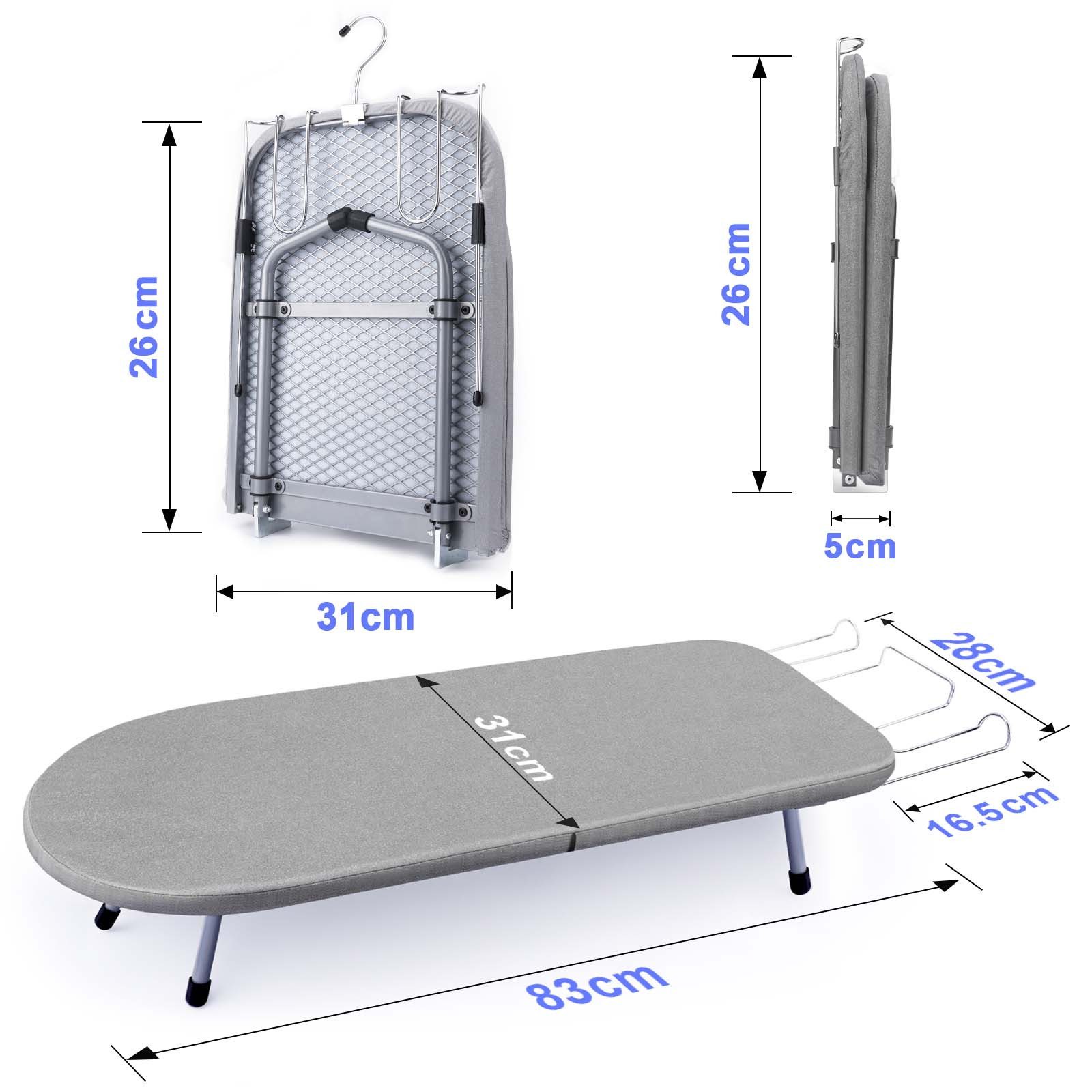 XERSEK Tischbügelbrett Stahl Tisch Klein Bügeltisch 81x31cm Mini Klappbares Bügelbrett, Faltbar Bügelbretter für Dampfbügelstation