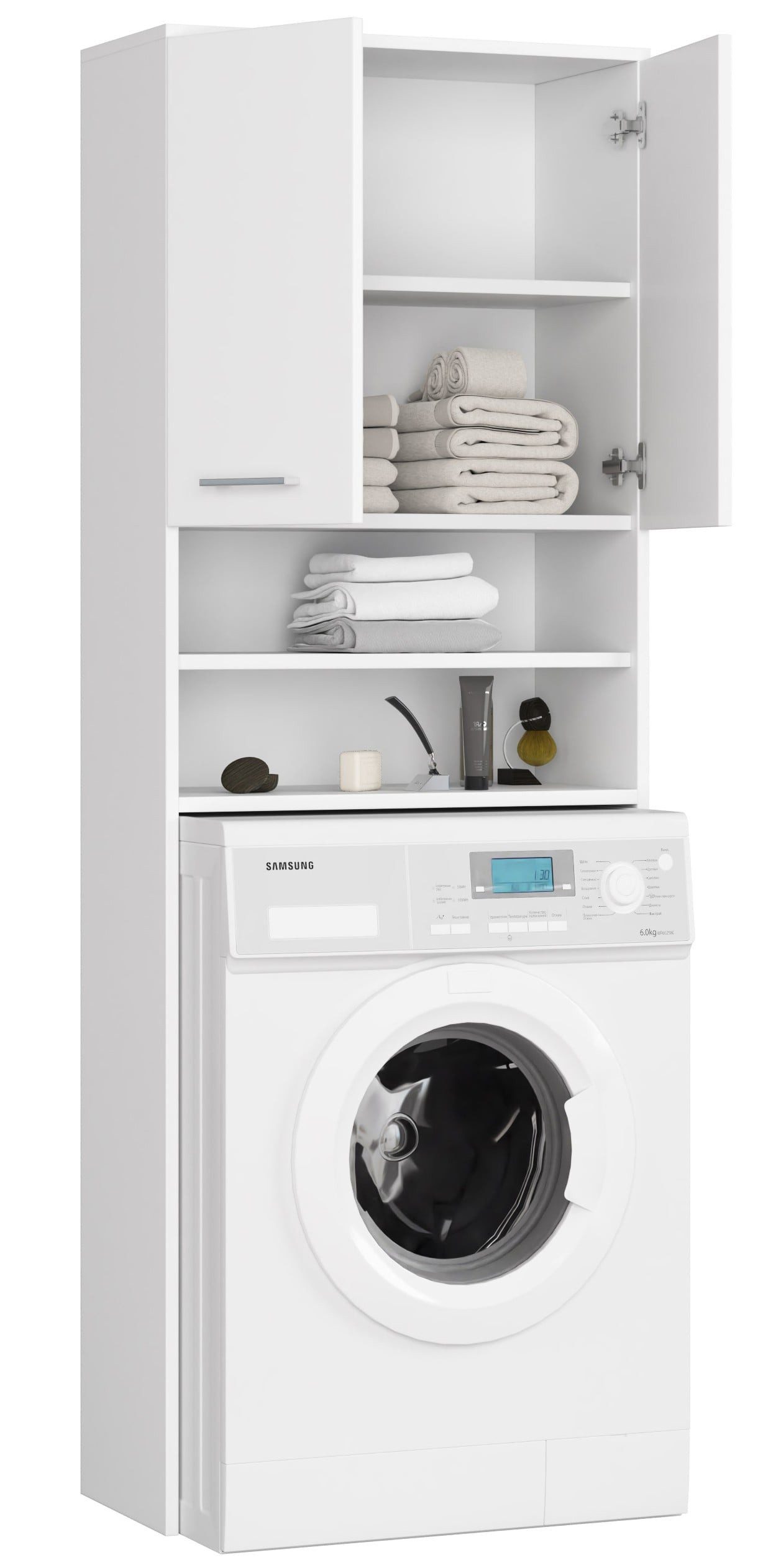 Raumhirsch Furniture Waschmaschinenumbauschrank mit zwei Türen, 64 × 30 × 190 cm