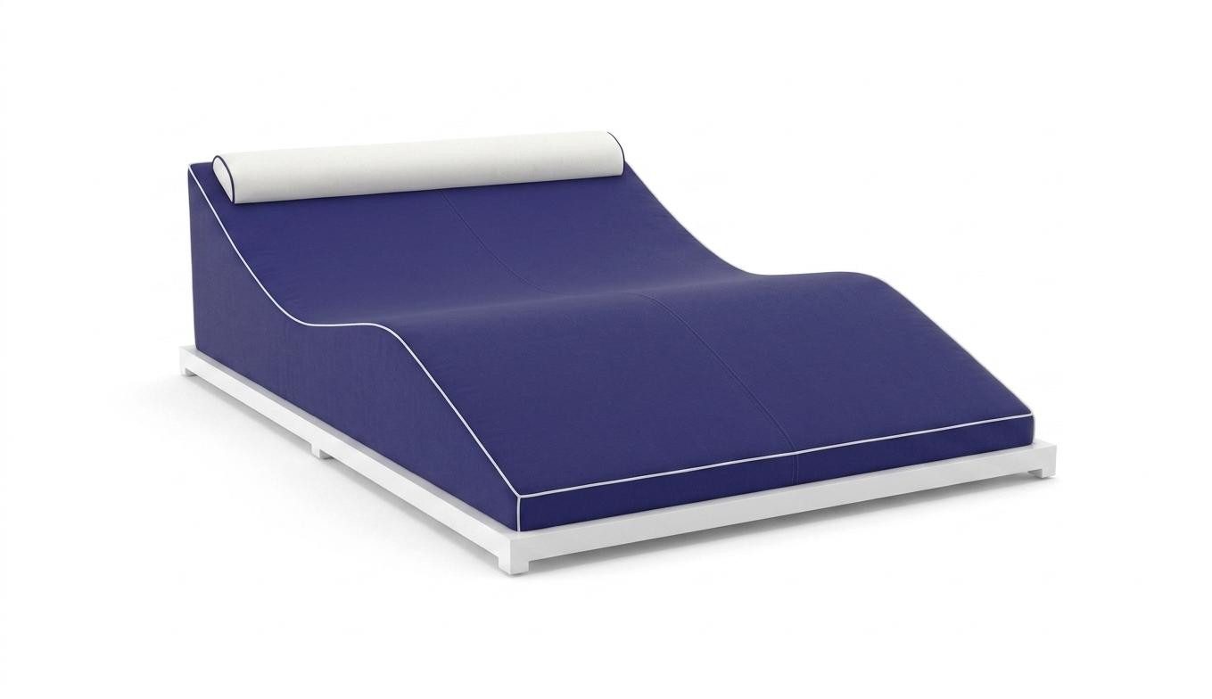 JVmoebel Gartenliege 2 Sitzer Liegestuhl blau Strand bequem groß moderner Stil neu, Made in Europa