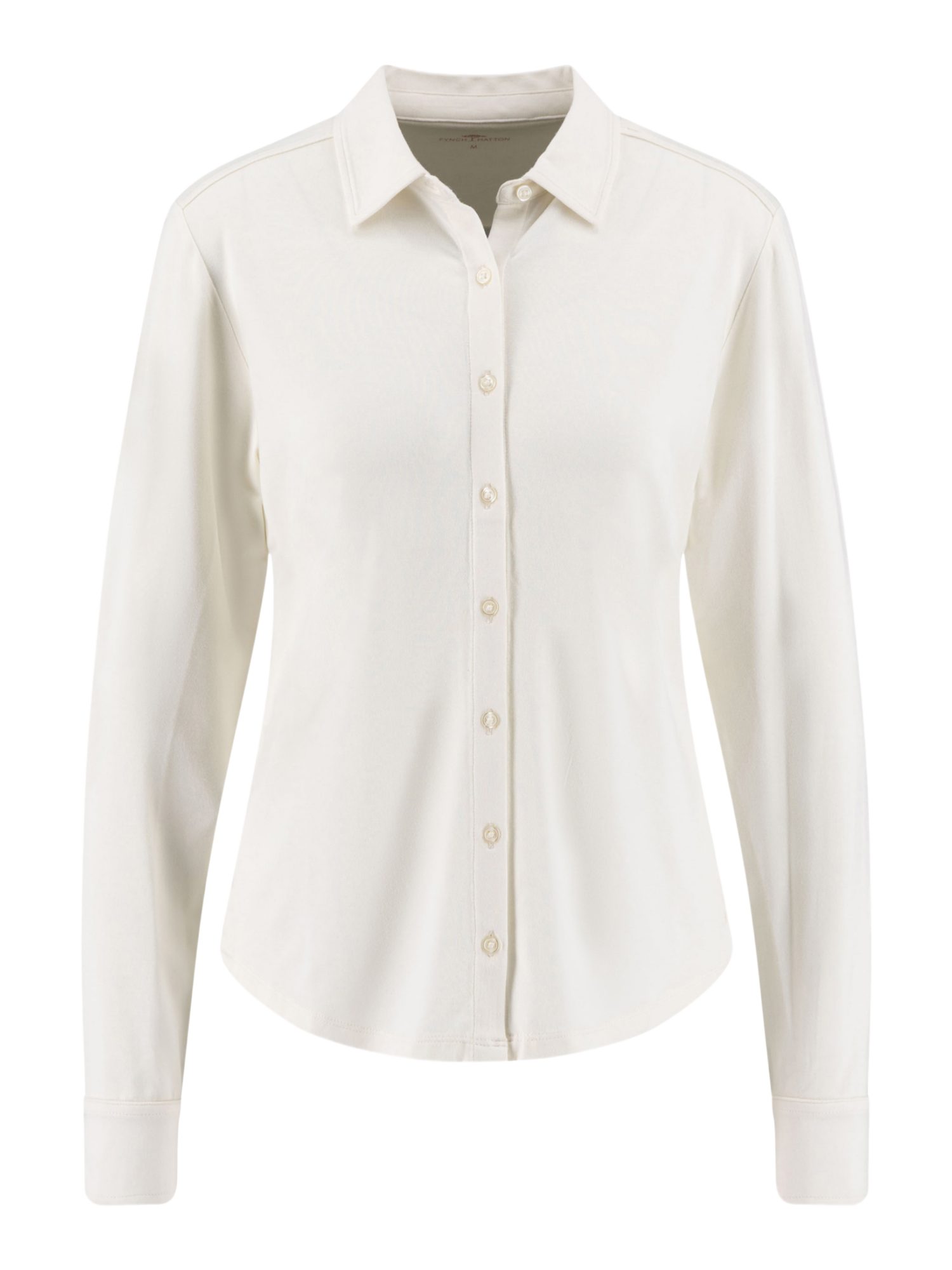 FYNCH-HATTON Langarmbluse weiß,Basic,Viskose,Unifarben,Hemdblusenkragen,Lang,Regular Fit
