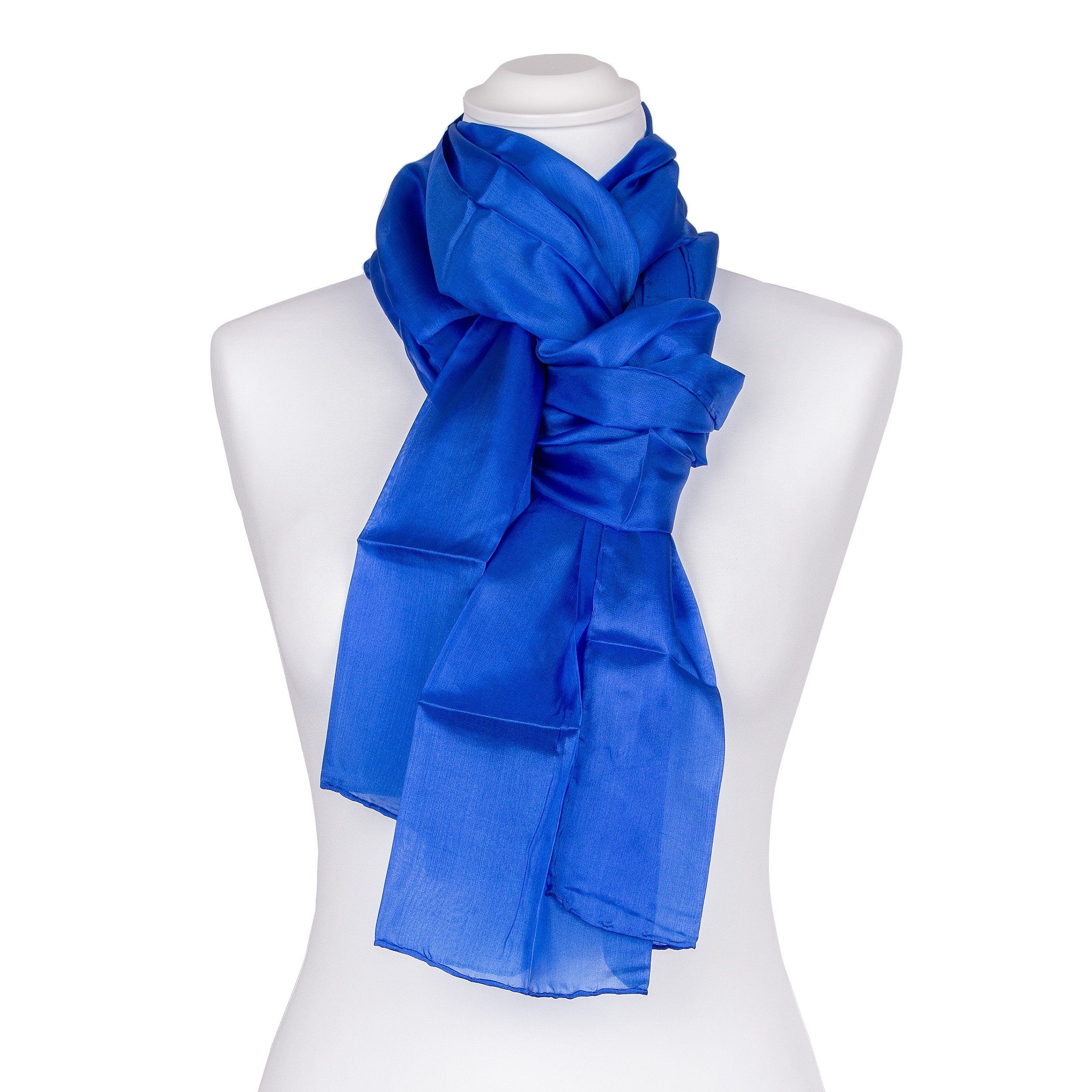 Seidenschal Seidenschal Halstuch Schal kurz Royalblau günstig online kaufen