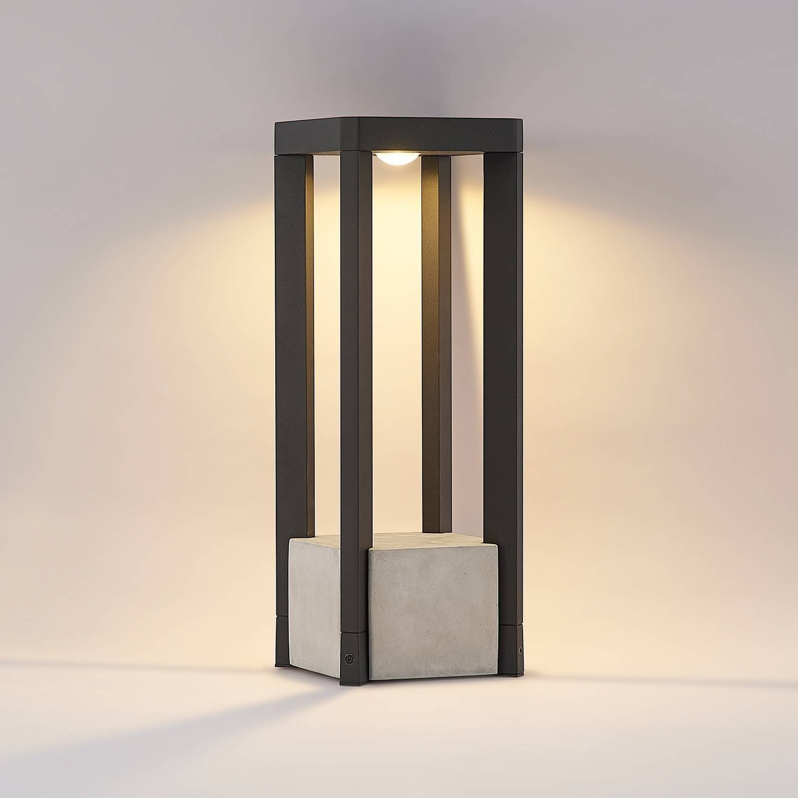 Lucande warmweiß, 840-M), fest dunkelgrau LED-Leuchtmittel Kunststoff, 1 Kalisa, (RAL Aluminium, Sockelleuchte flammig Modern, verbaut, LED