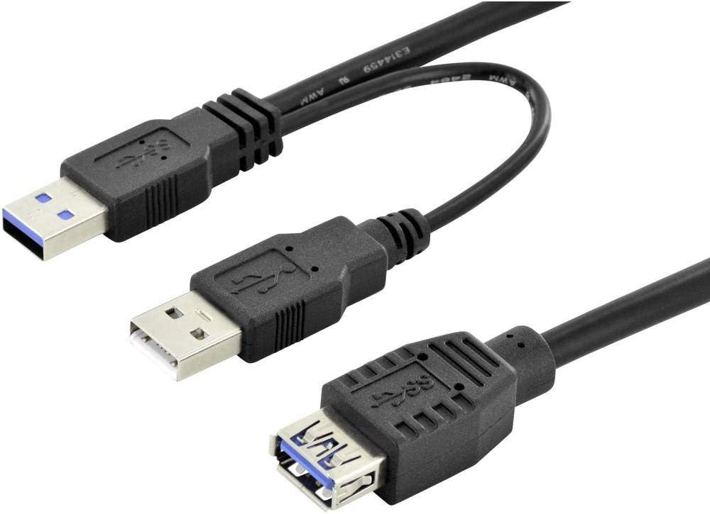 Ednet ednet 84160 USB 3.0 Y-Adapterkabel, Typ 2xA to A USB-Kabel