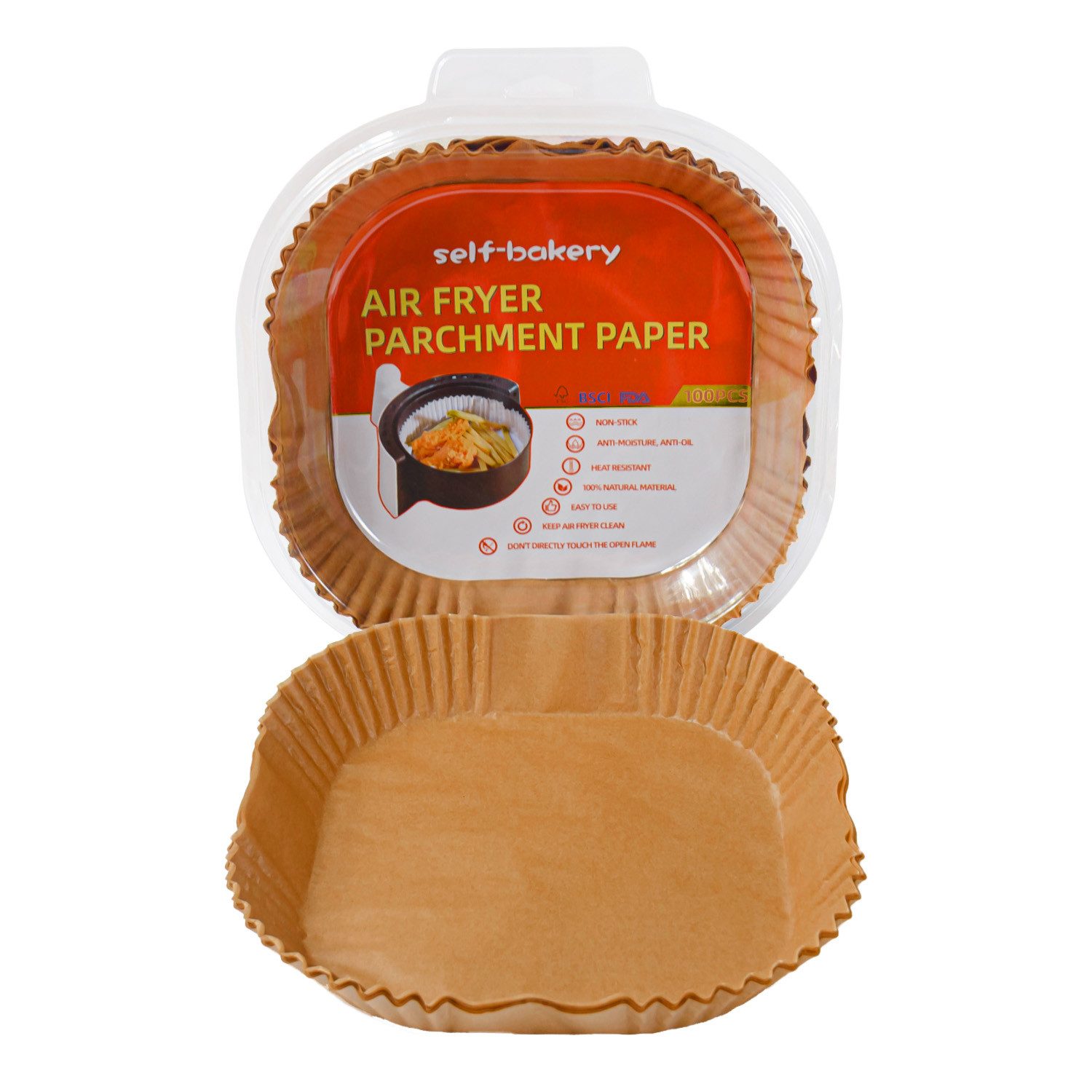 Smad Backpapier für Heißluftfritteuse,20*20*4,5cm,100/200/300St., Antihaft, wasser- und ölbeständig, für Airfryer, Ofen, Mikrowelle – Bild 4 von 5
