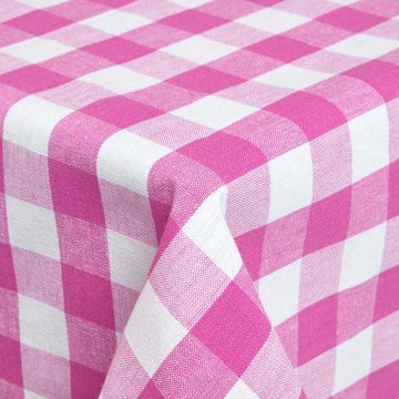 Homescapes Tischdecke Pink karierte Tischdecke aus 100% Baumwolle, 138 x 138 cm (1-tlg)