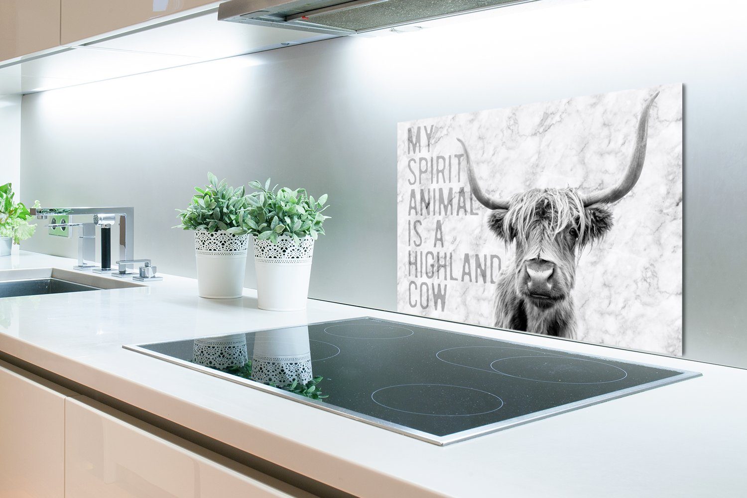 MuchoWow Küchenrückwand Marmor - Wandschutz, Herdblende aus cm, 60x40 (1-tlg), Zitat Highlander, Temperaturbeständig - küchen Schottischer