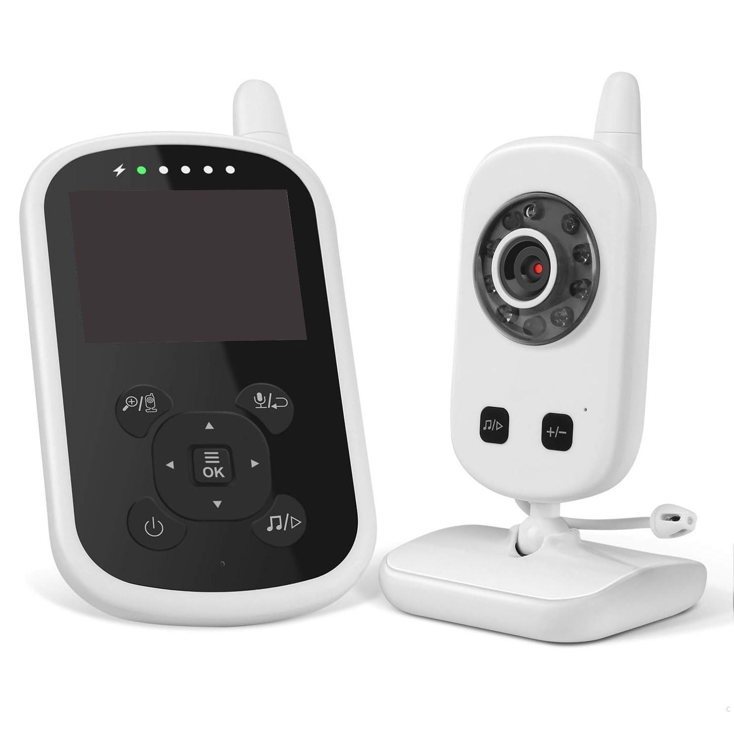 BUMHUM Video-Babyphone Babyphone mit Kamera Video Baby Monitor 2,4 GHz Gegensprechfunktion, ECO Modus Nachtsicht Temperatursensor Schlaflieder Lange Akkulaufzeit, 480p