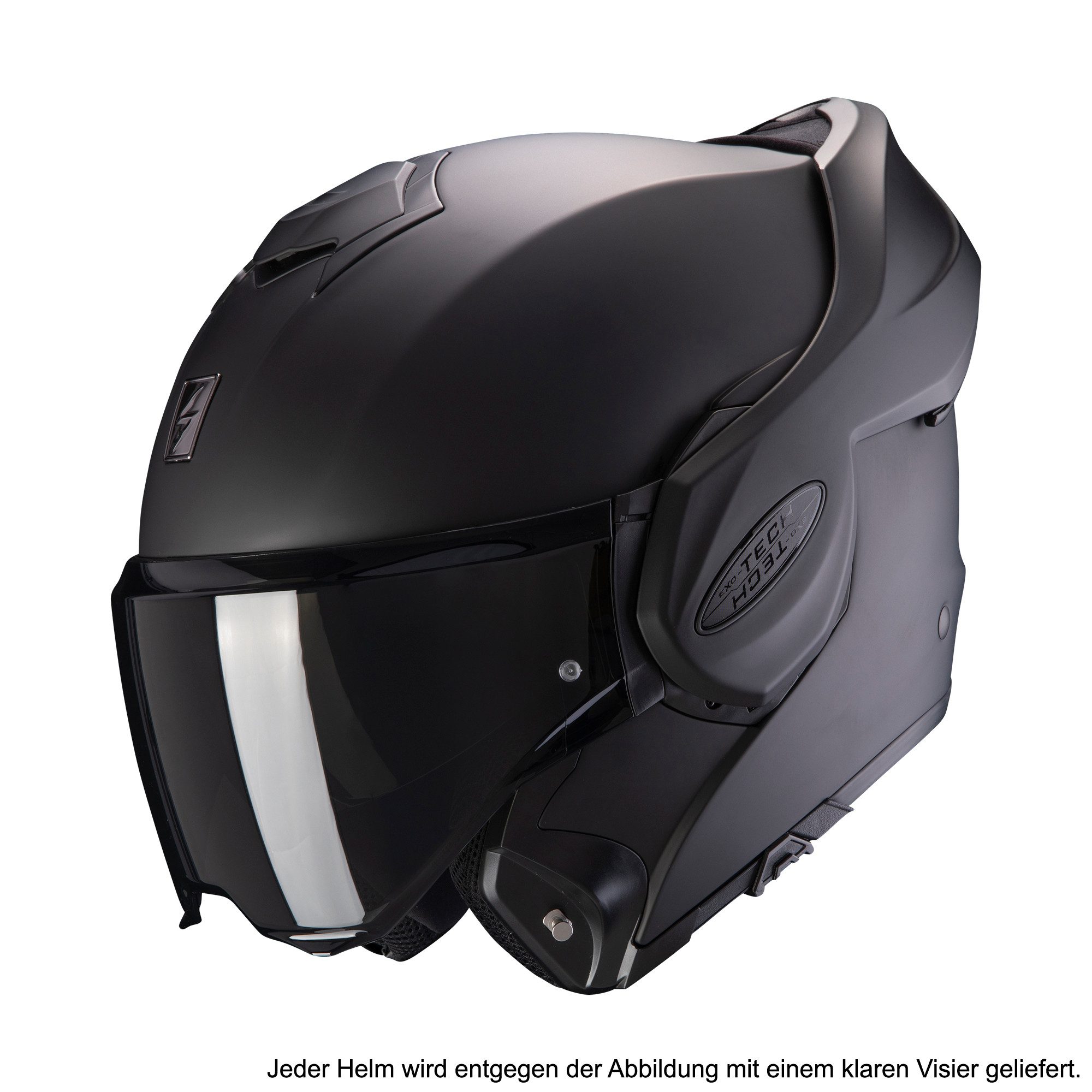 Scorpion Exo Motorradhelm Scorpion Exo Tech Evo schwarz matt S, Über-Klapp-Helm Sonnenvisier Pinlock Bluetooth vorbereitet