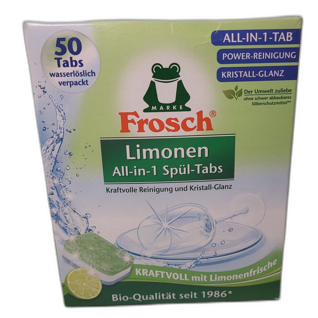 FROSCH Frosch Limonen Geschirrspültabs 50er Kraftvolle Reinigung All-in-One Spülmaschinentabs