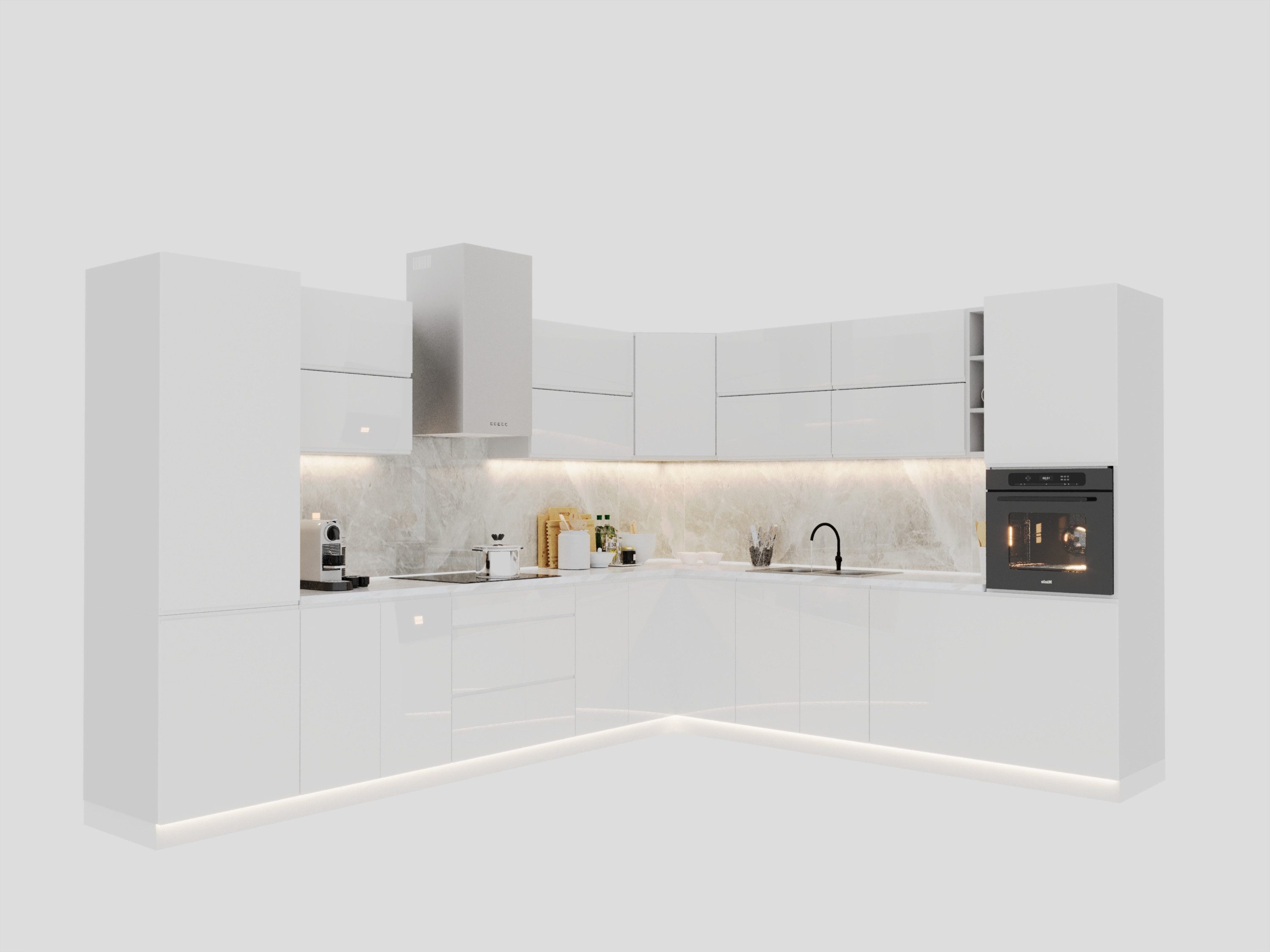 ROYAL24_MARKT Winkelküche – KU-S19 – Aspen – 340x270 cm Moderne Klarheit tr günstig online kaufen