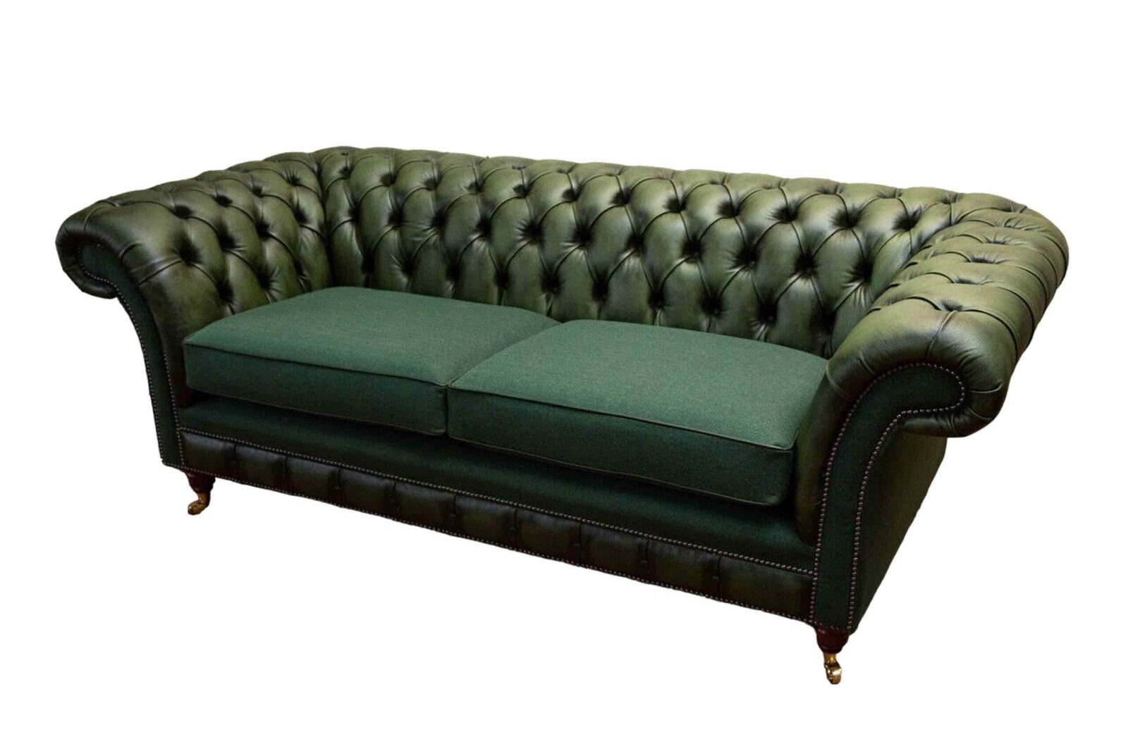 JVmoebel Sofa Grünes Designer Chesterfield Sofa Dreisitzer Polster Couch, Made in Europe