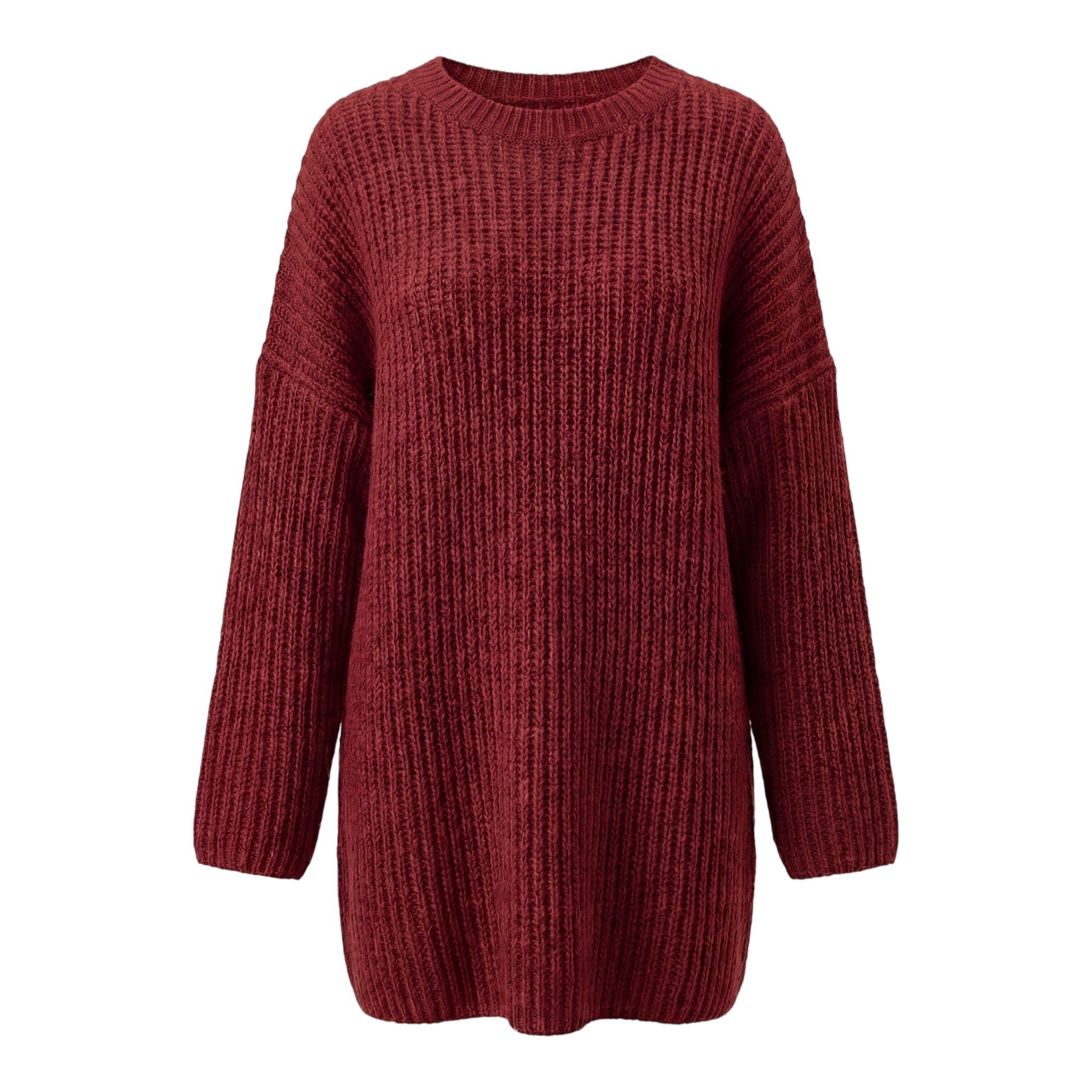 Strickpullover Damen Long Pullover Grobstrick Pulli
