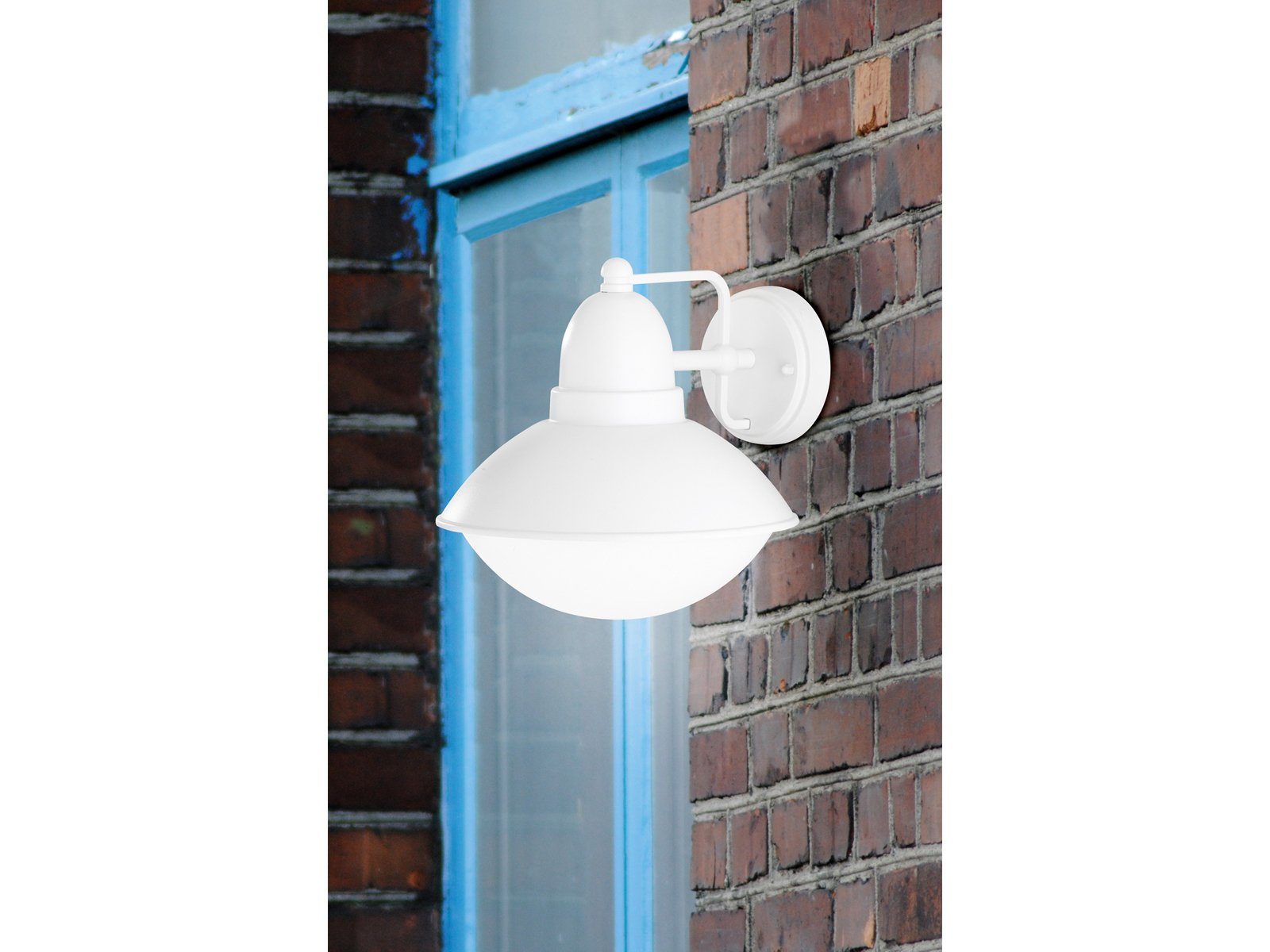 Außen-Wandleuchte, 22cm wechselbar, meineWunschleuchte für Hauswand, Landhausstil LED Fassadenbeleuchtung H: Weiß LED Warmweiß, Außenlicht