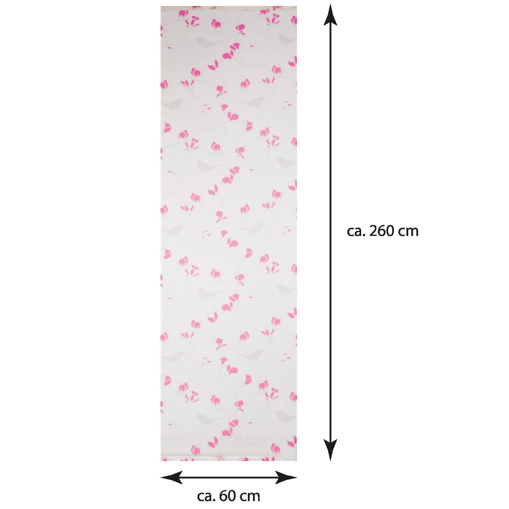 mit Schiebegardine 260cm St), 60cm Paradise Bestlivings, Klettband x (3 Himbeere Transparente Klettband transparent, (BxL), Vorhang,