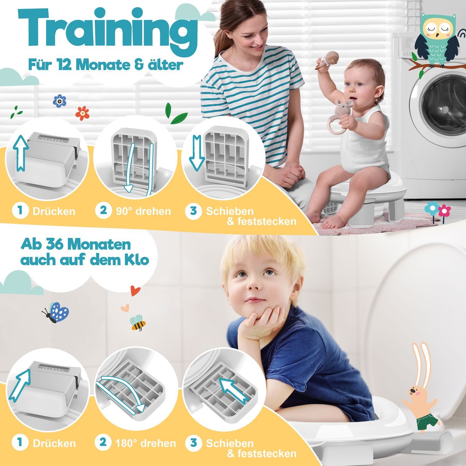 KIDIZ Toilettentrainer, Töpfchen für Kinder Toilettensitz Töpfchentrainer WC Sitz