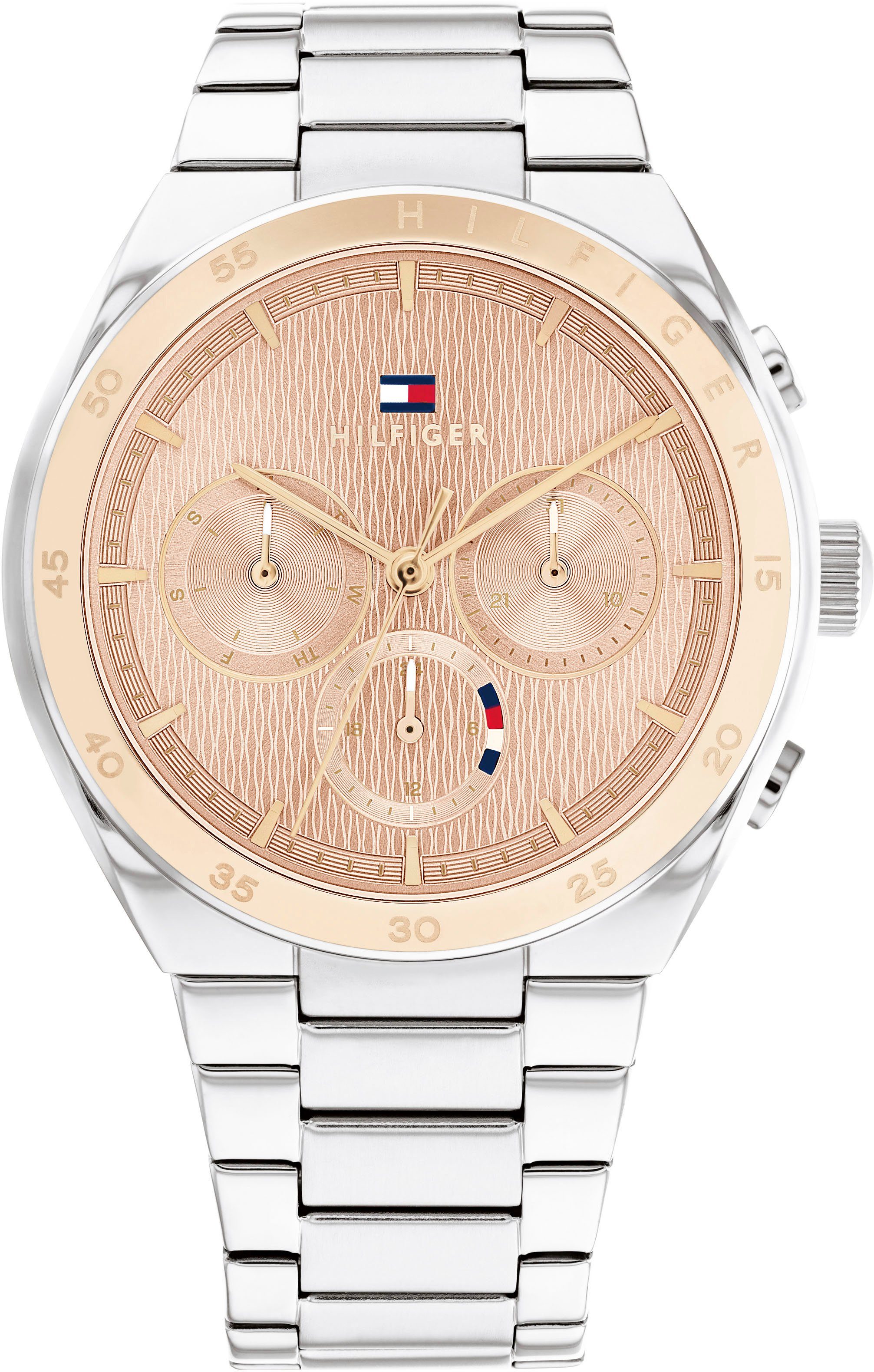 Tommy Hilfiger Multifunktionsuhr SPORT 1782574, Quarzuhr, Armbanduhr, Damenuhr, Herrenuhr, Datum, Edelstahlarmband