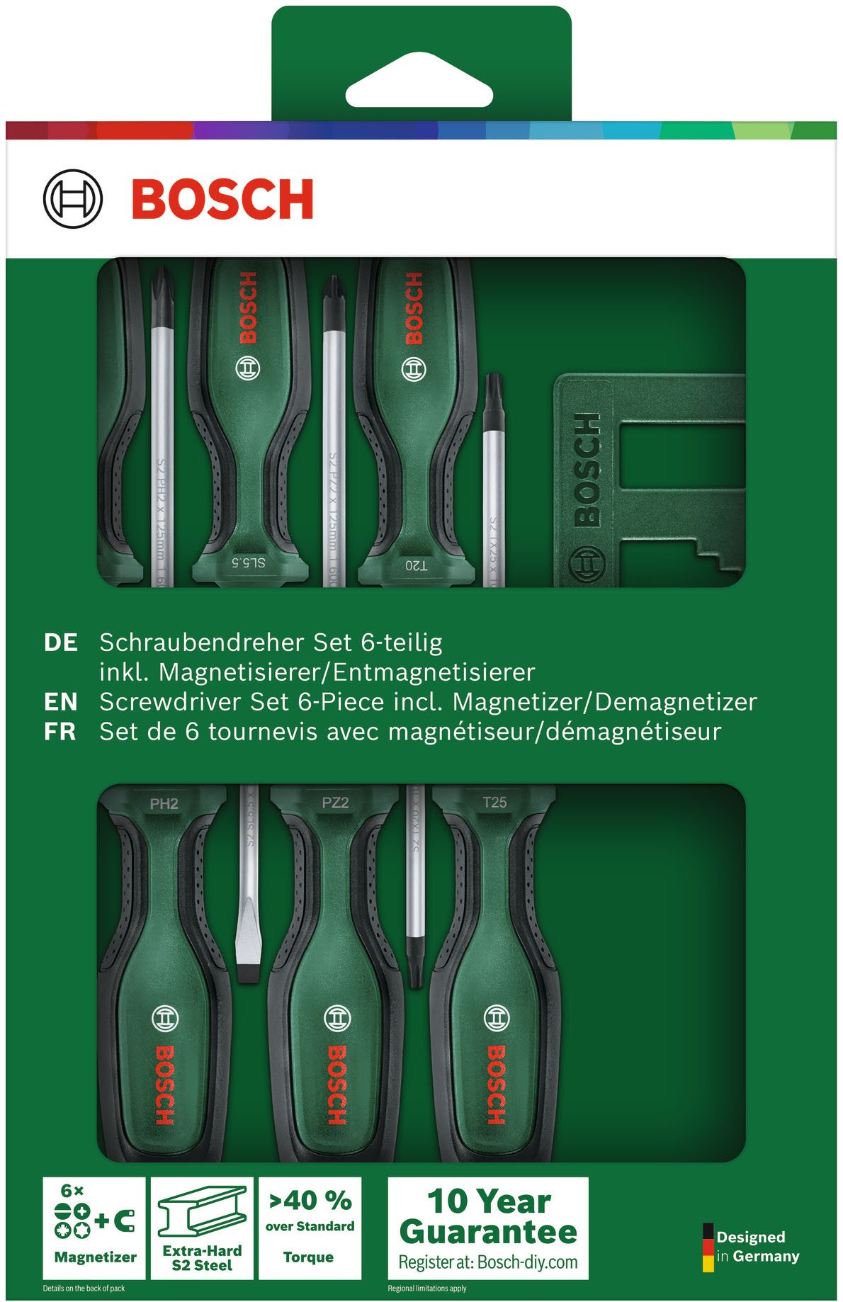 Bosch Home & Garden Schraubendreher 1600A02W7L, (Set), 6-tlg., mit Magnetisierer