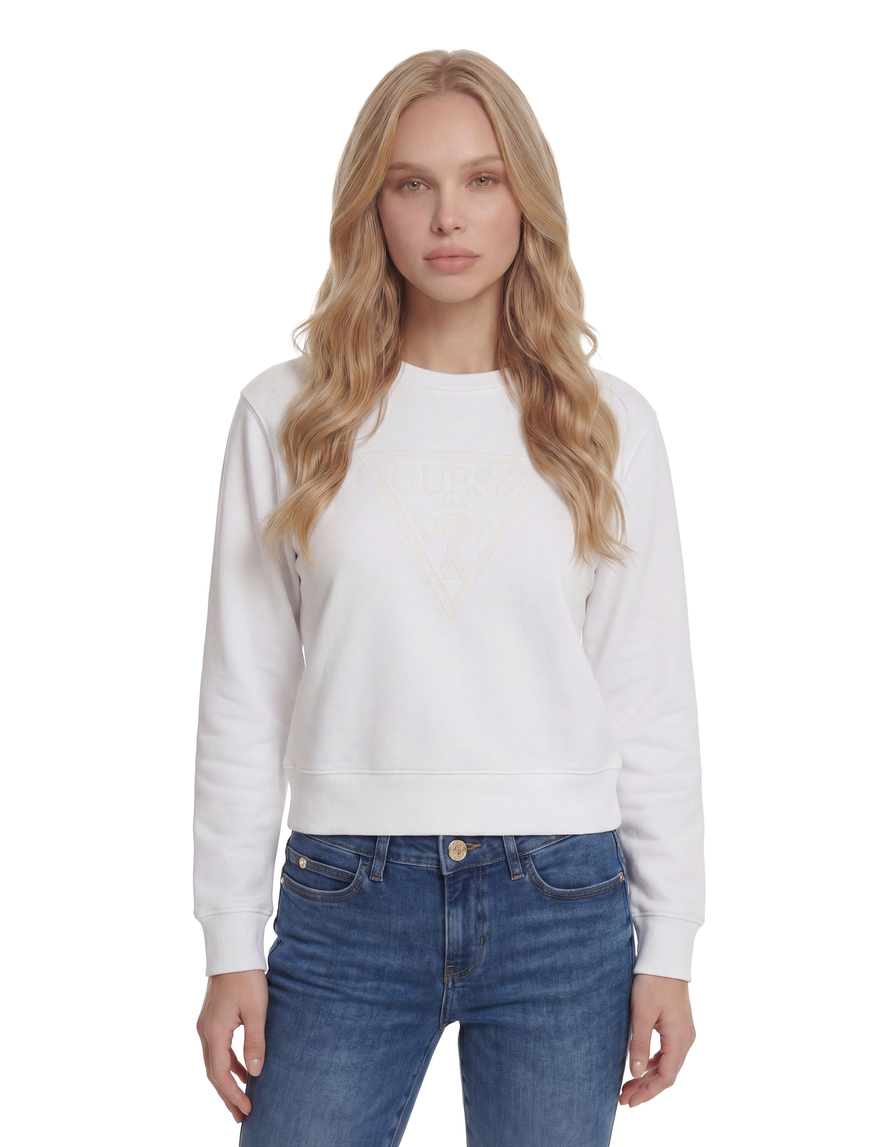 Guess Sweatshirt NEW CN BASIC TRIANGLE mit tonalem Logodruck, Baumwollmix