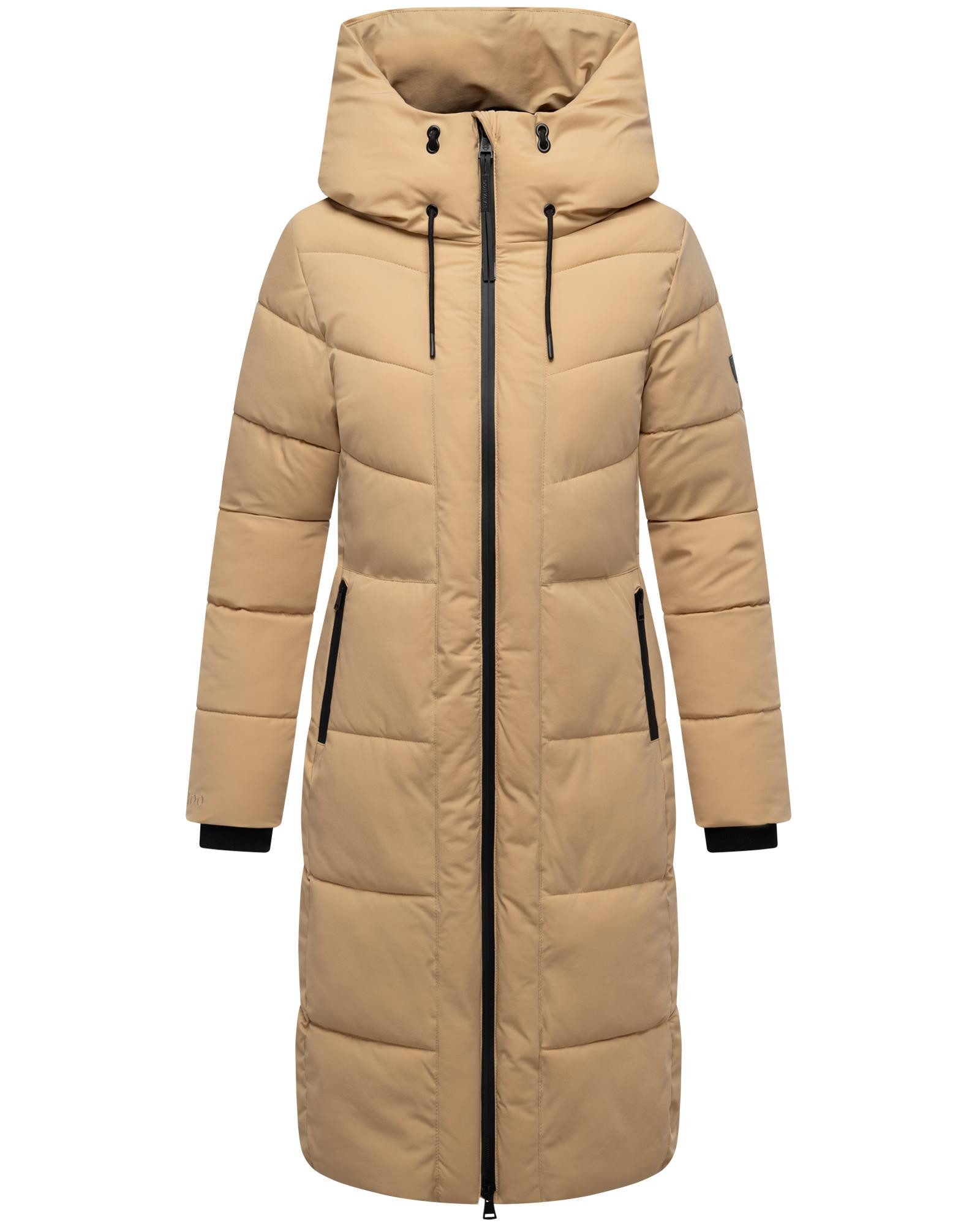 Navahoo Steppmantel Schokokuss XIV Warmer Damen gesteppter Wintermantel mit Kapuze