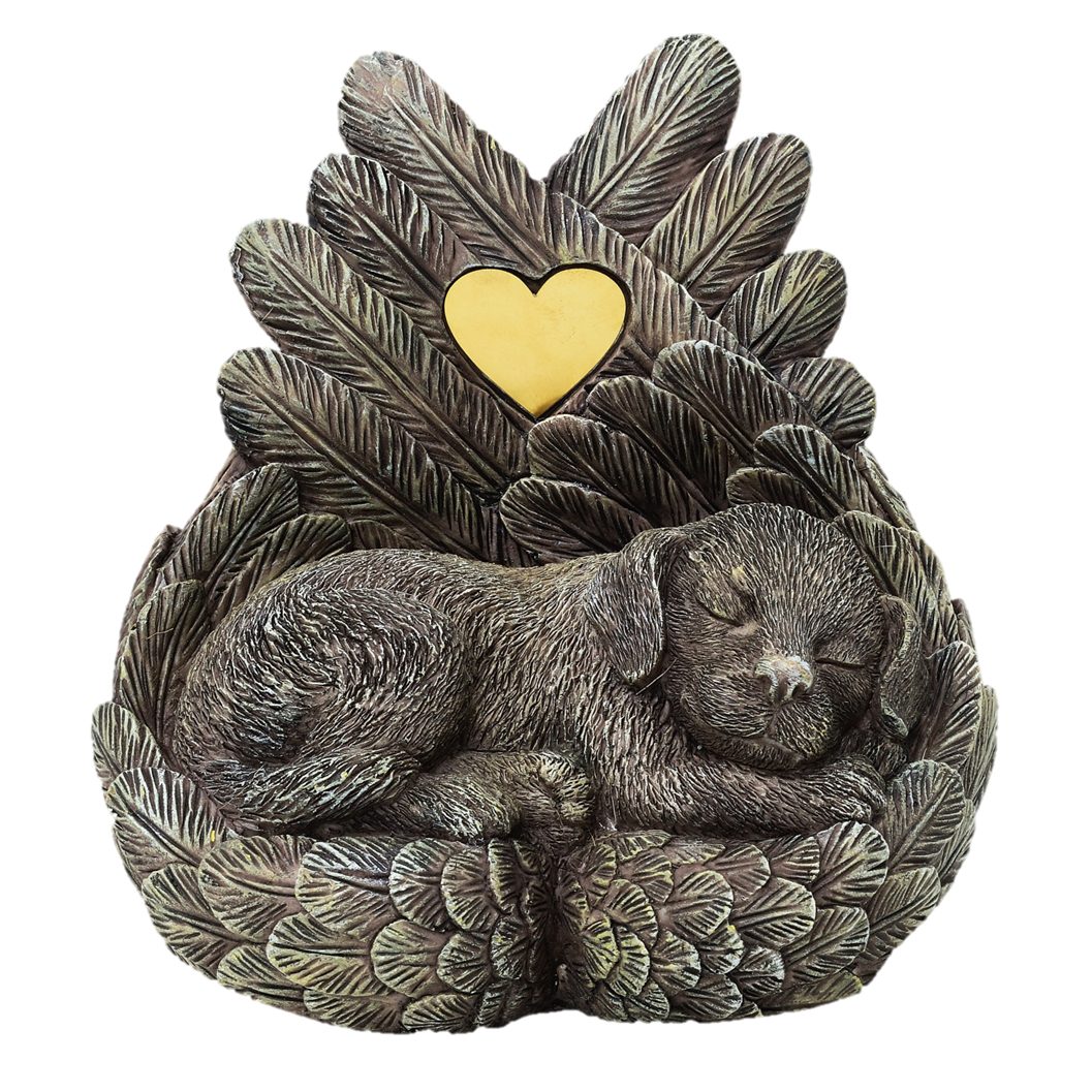 MystiCalls Tierfigur Hunde Urne Hund schläft in Engelsflügel Tierurne Hunde günstig online kaufen