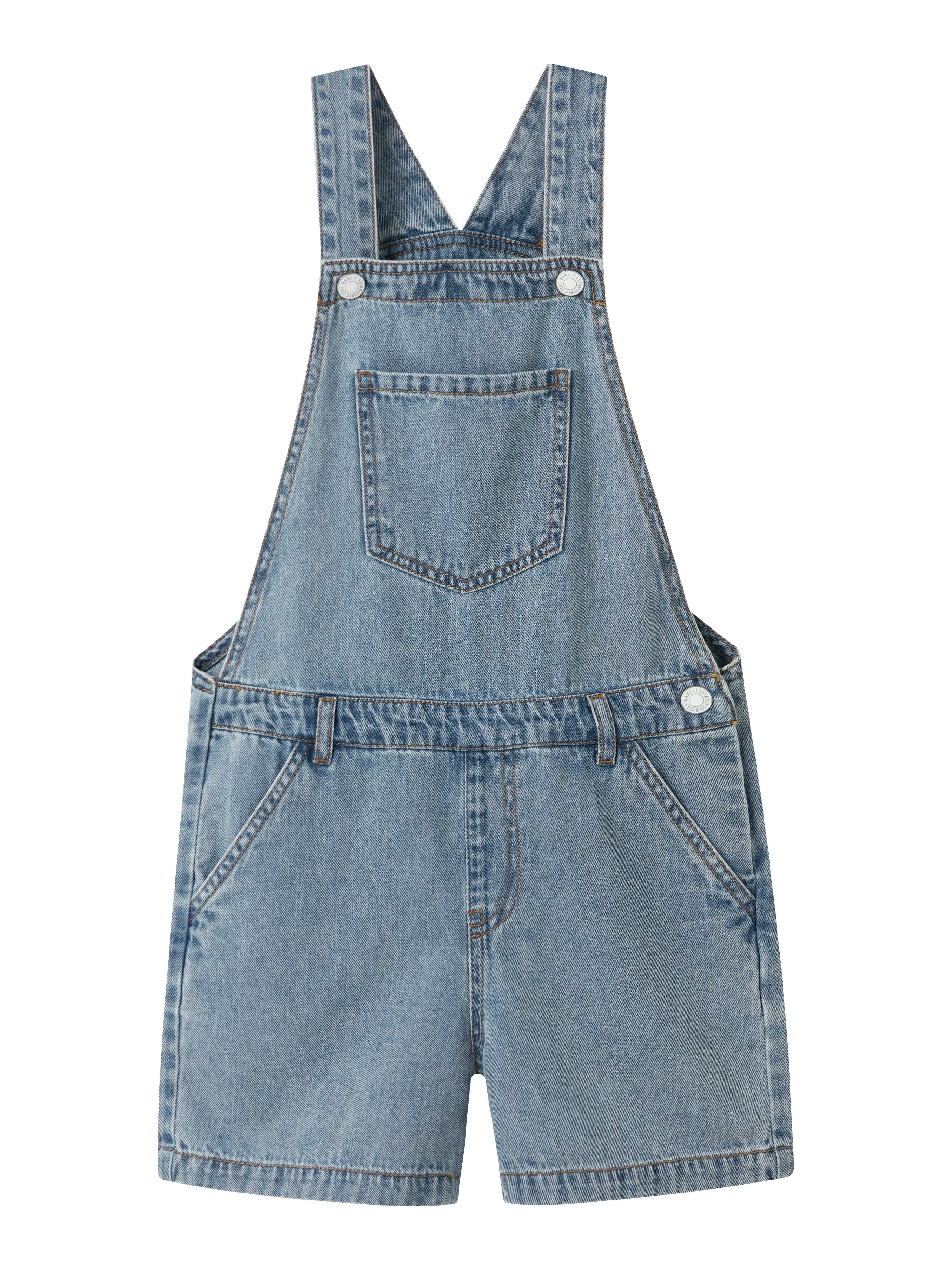 Name It Kurzoverall NKFALMA DNM SHORTSALL 2228-OV F tolle Latzjeans-Shorts im Used-Look