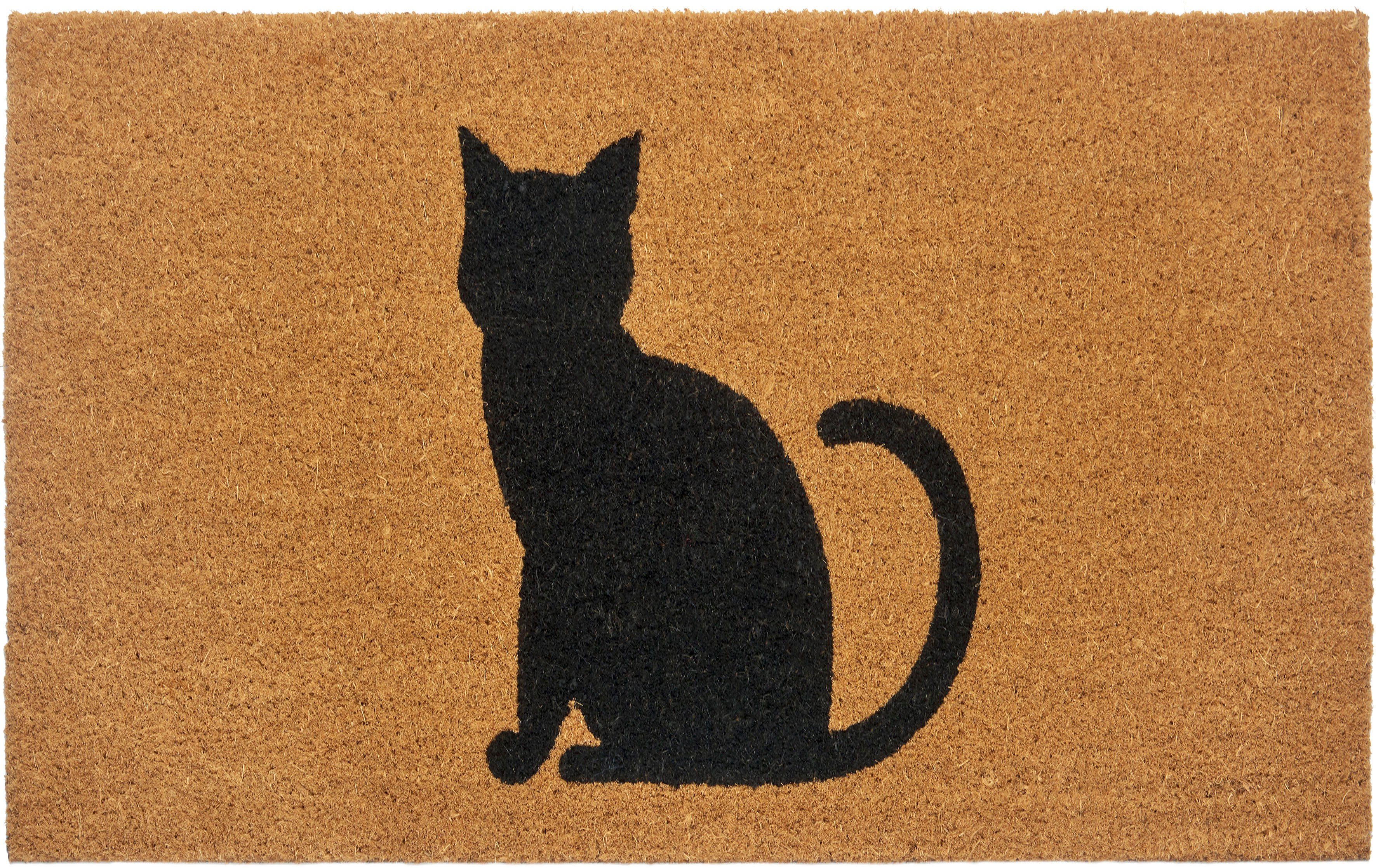 Fußmatte Cat, HANSE Home, rechteckig, Höhe: 15 mm, Kokos, Schmutzfangmatte,  Outdoor, Rutschfest, Innen, Kokosmatte, Flur