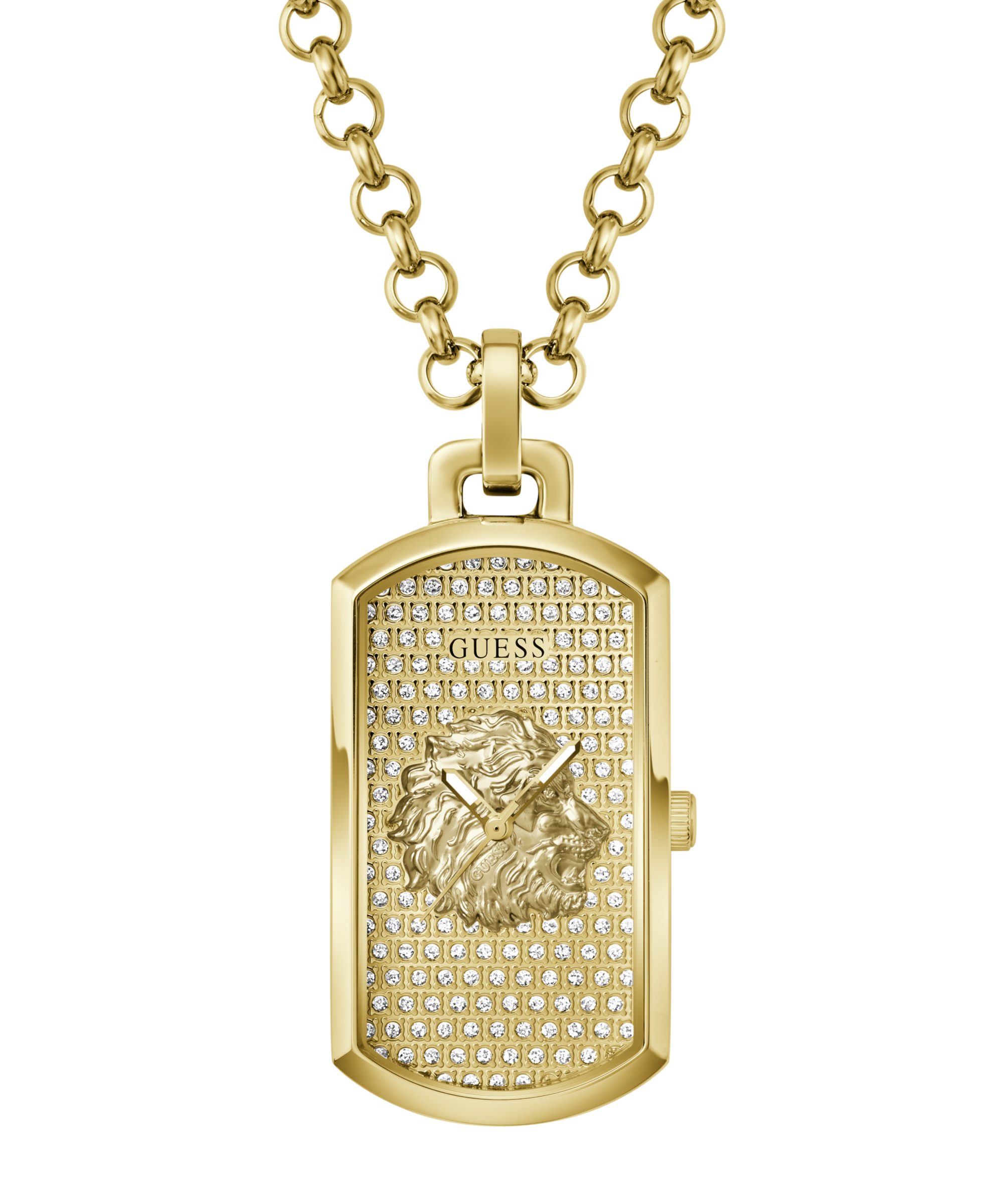 Guess Kettenuhr KANE, Quarzuhr, Damenuhr, Herrenuhr,Kettenlänge verstellbar,Edelstahlgehäuse