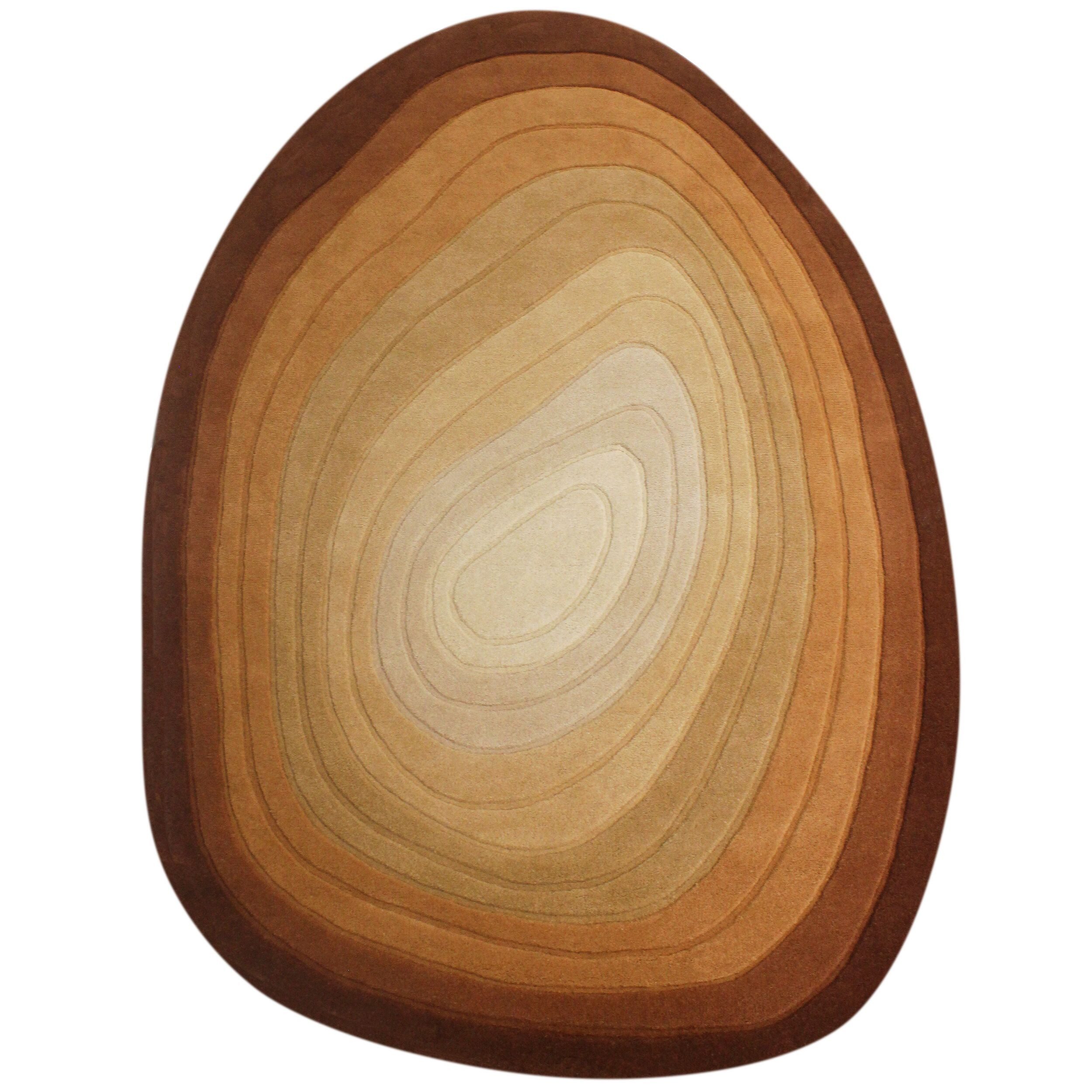KADIMA DESIGN Wollteppich Ei-Form, Farbverlauf, Ombre Wohnzimmer Teppich Wolle Oval 160x230, Oval, Höhe: 11 mm, Terrakotta, 100% Wolle, Kurzflor mit Hoch-Tief-Effekt