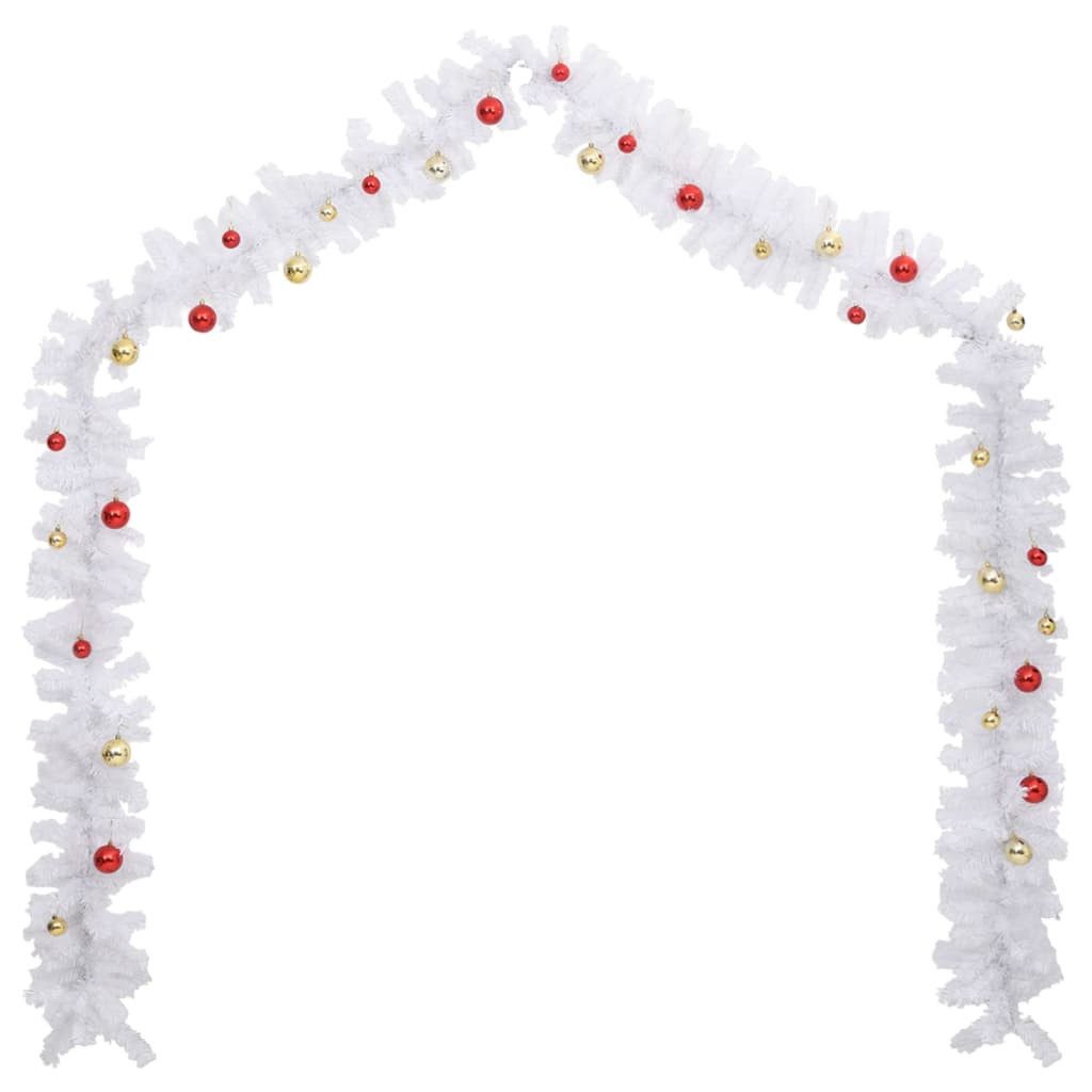 furnicato Girlanden Weihnachtsgirlande 5 m Weiß mit gold-roten Christbaumkugeln aus PVC (1-tlg)