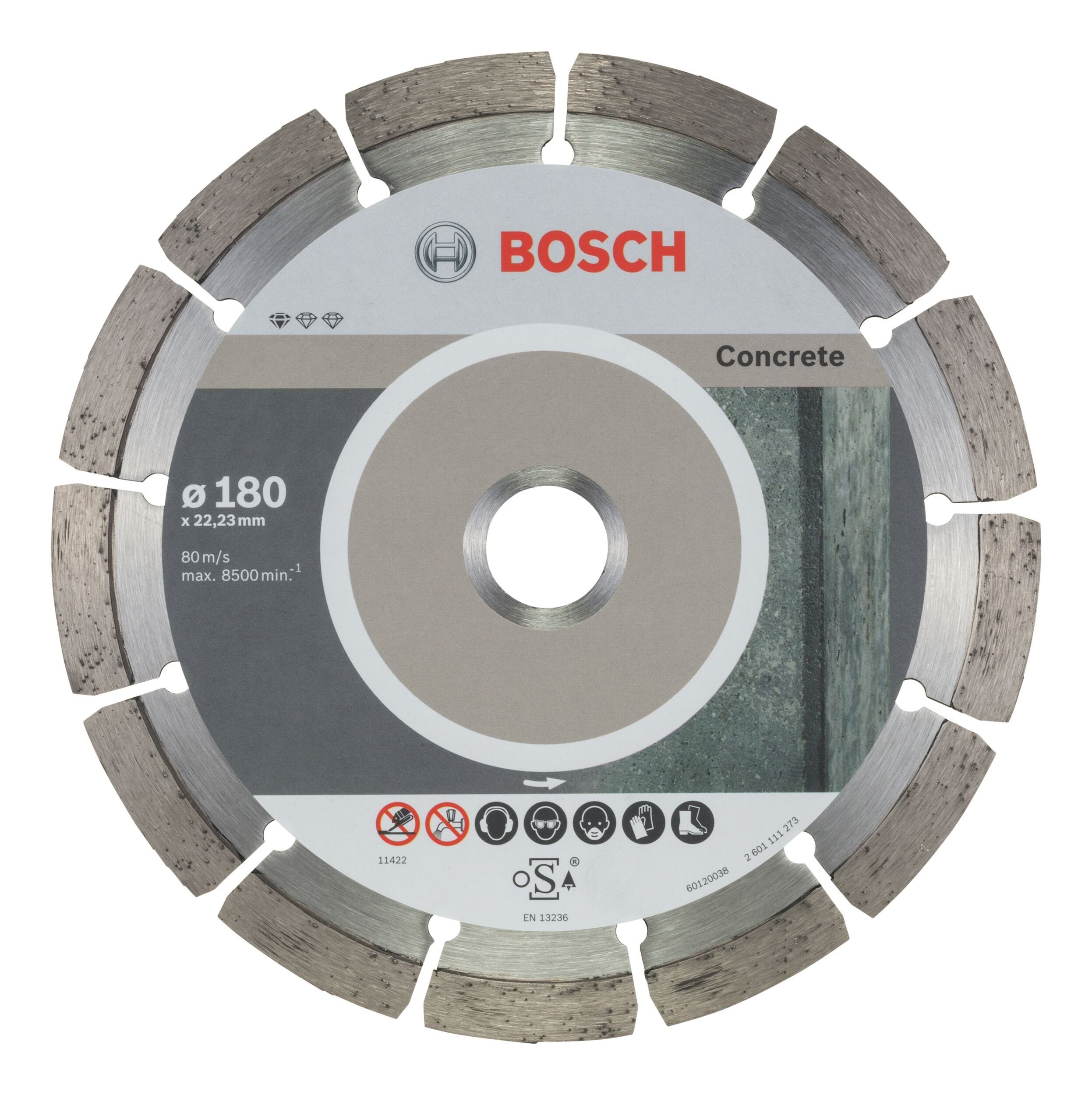 BOSCH Trennscheibe, Ø 180 mm, (10 Stück), Standard for Concrete Diamanttrennscheibe - 180 x 22,23 x 2 x 10 mm