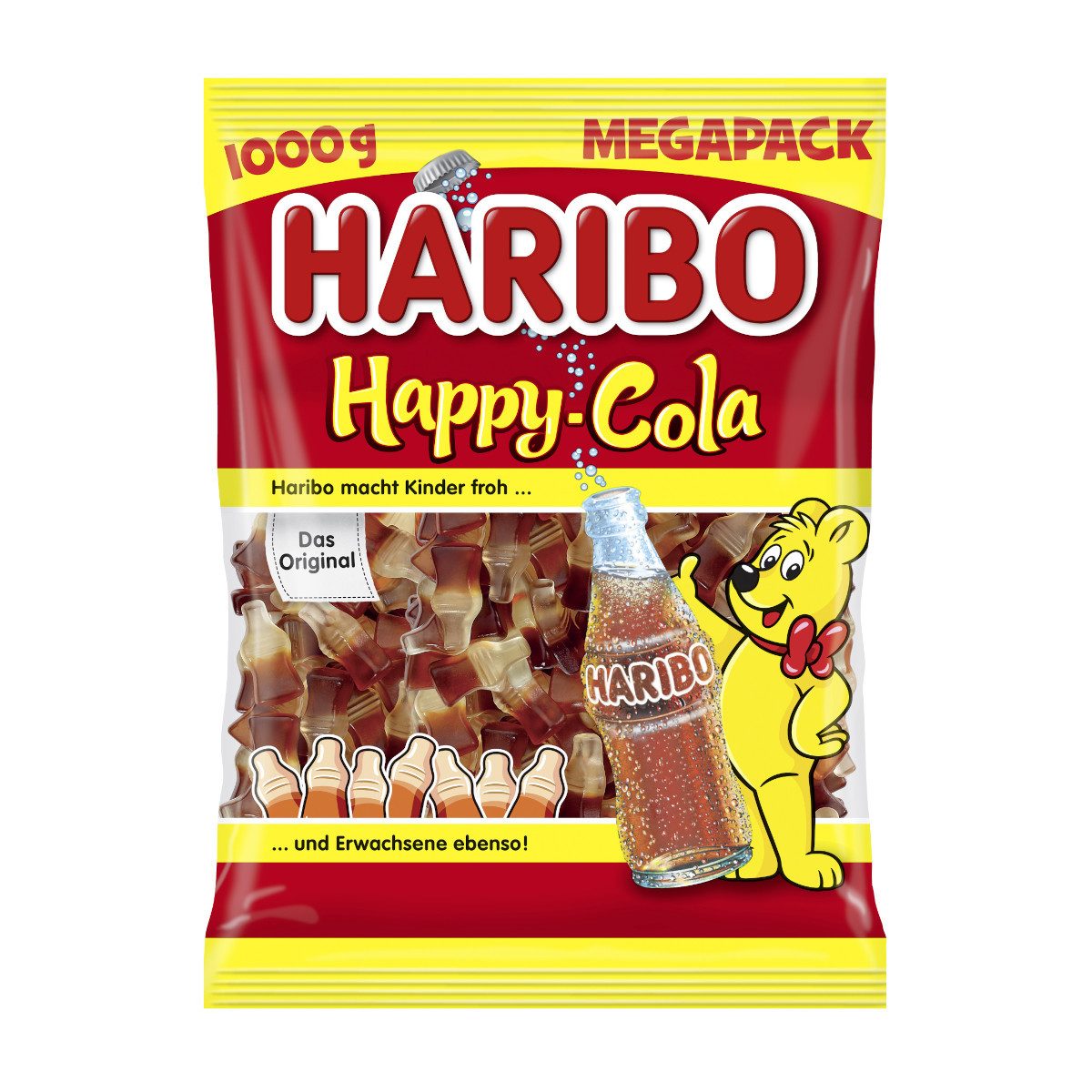 HARIBO Süßigkeit, Haribo Happy Cola Fruchtgummi mit Cola Geschmack Packung 1000g